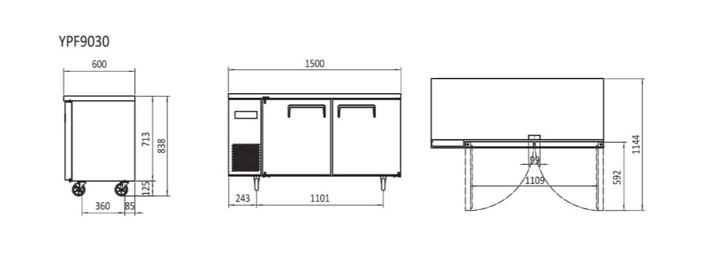 Atosa 1.5m Refrigerator Undercounter