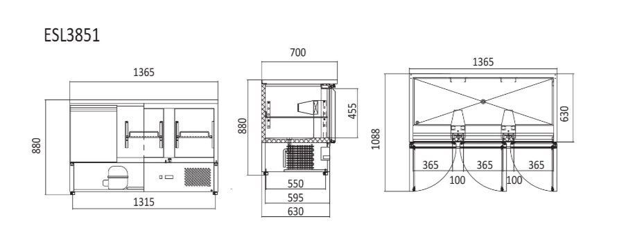 Atosa Three Doors Table Saladette