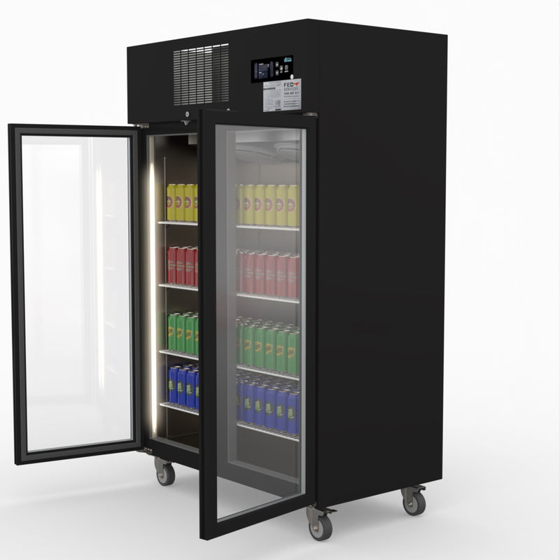 Thermaster Double Door Upright Display Fridge (Black) SUCG1000B