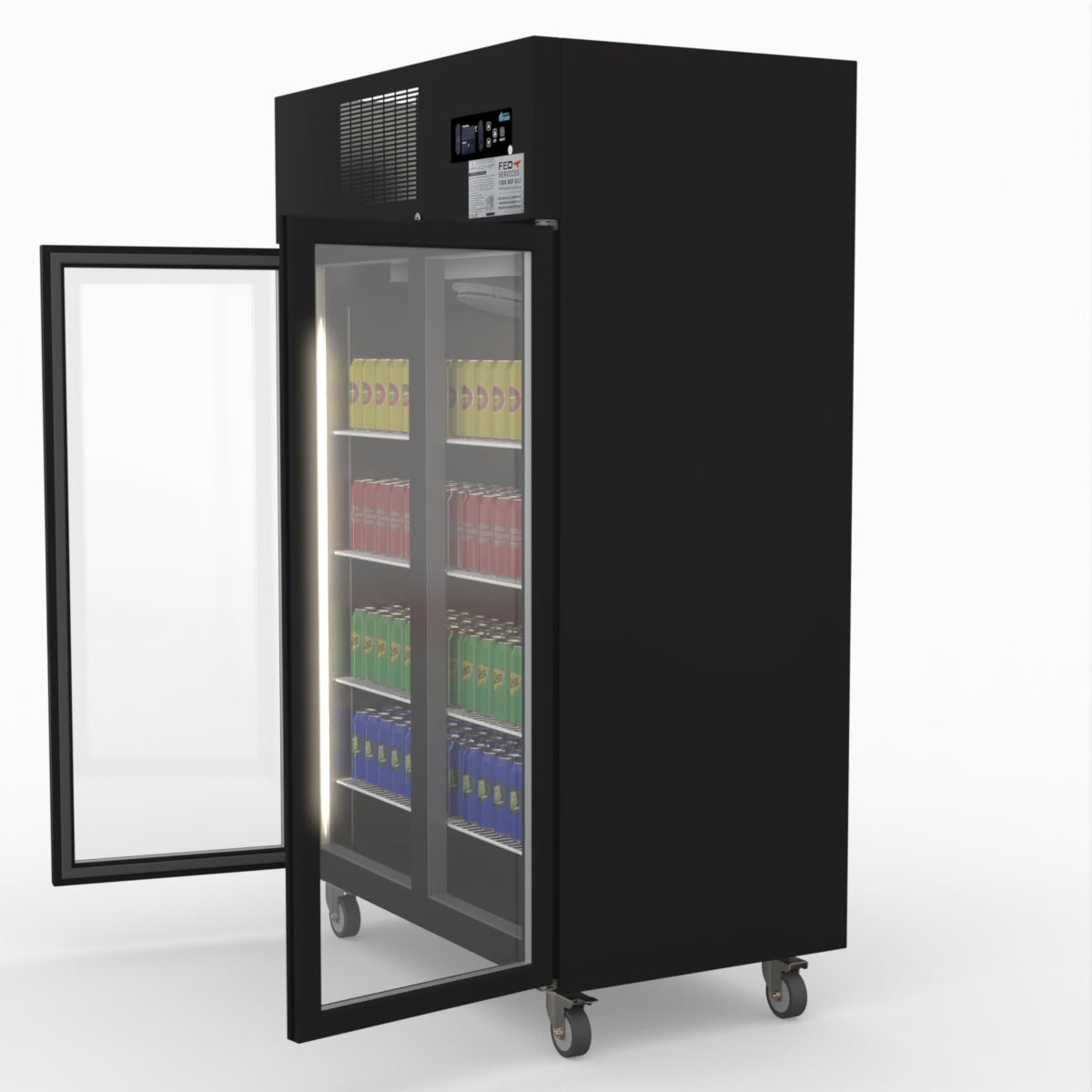 Thermaster Double Door Upright Display Fridge (Black) SUCG1000B