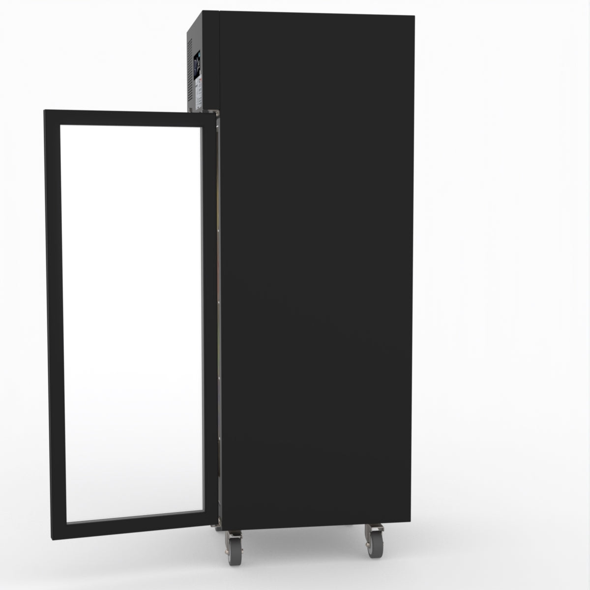 Thermaster Single Glass Door Upright Fridge Black Stainless Steel SUCG500B