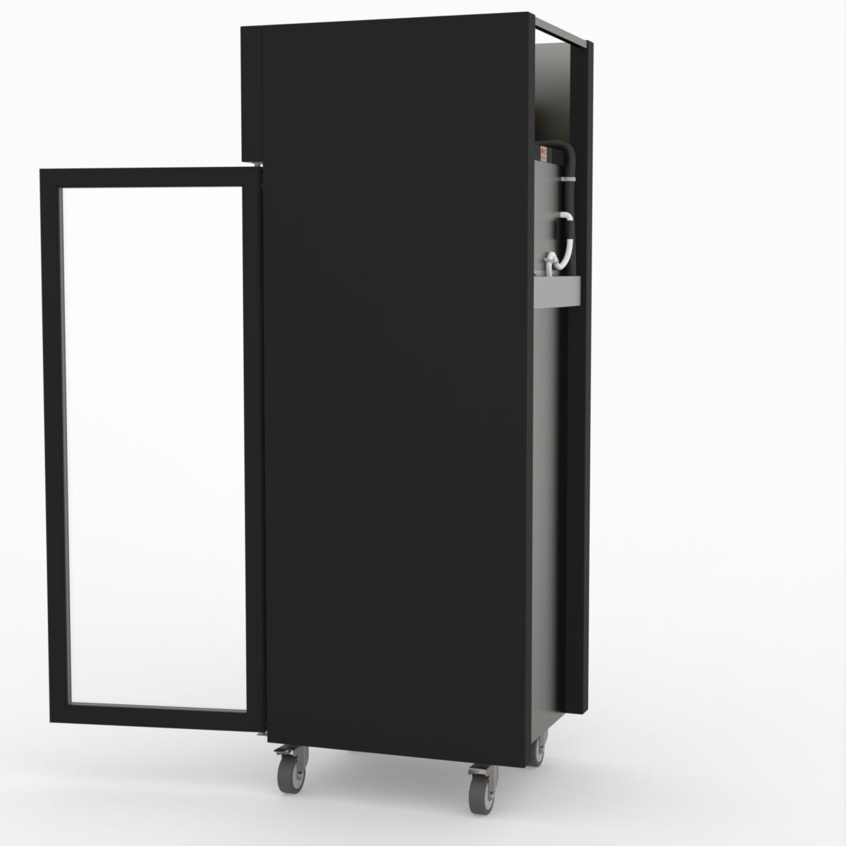 Thermaster Single Glass Door Upright Fridge Black Stainless Steel SUCG500B