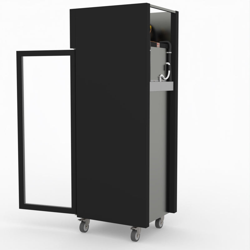 Thermaster Single Glass Door Upright Fridge Black Stainless Steel SUCG500B