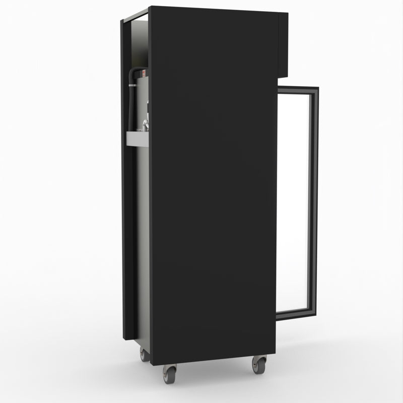 Thermaster Single Glass Door Upright Fridge Black Stainless Steel SUCG500B