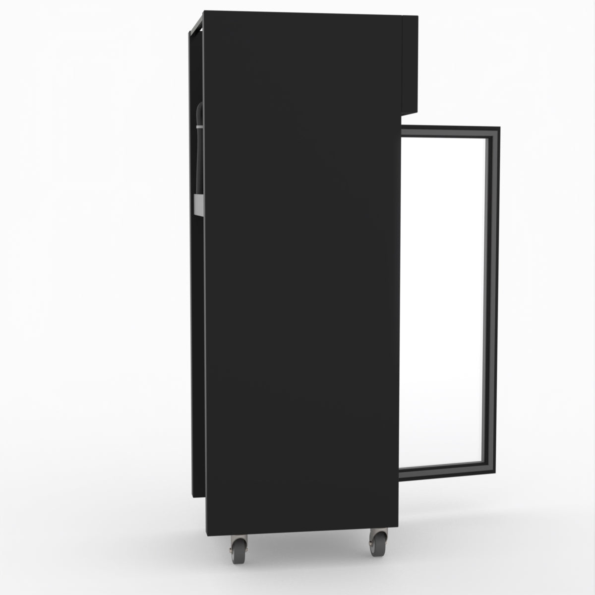 Thermaster Single Glass Door Upright Fridge Black Stainless Steel SUCG500B