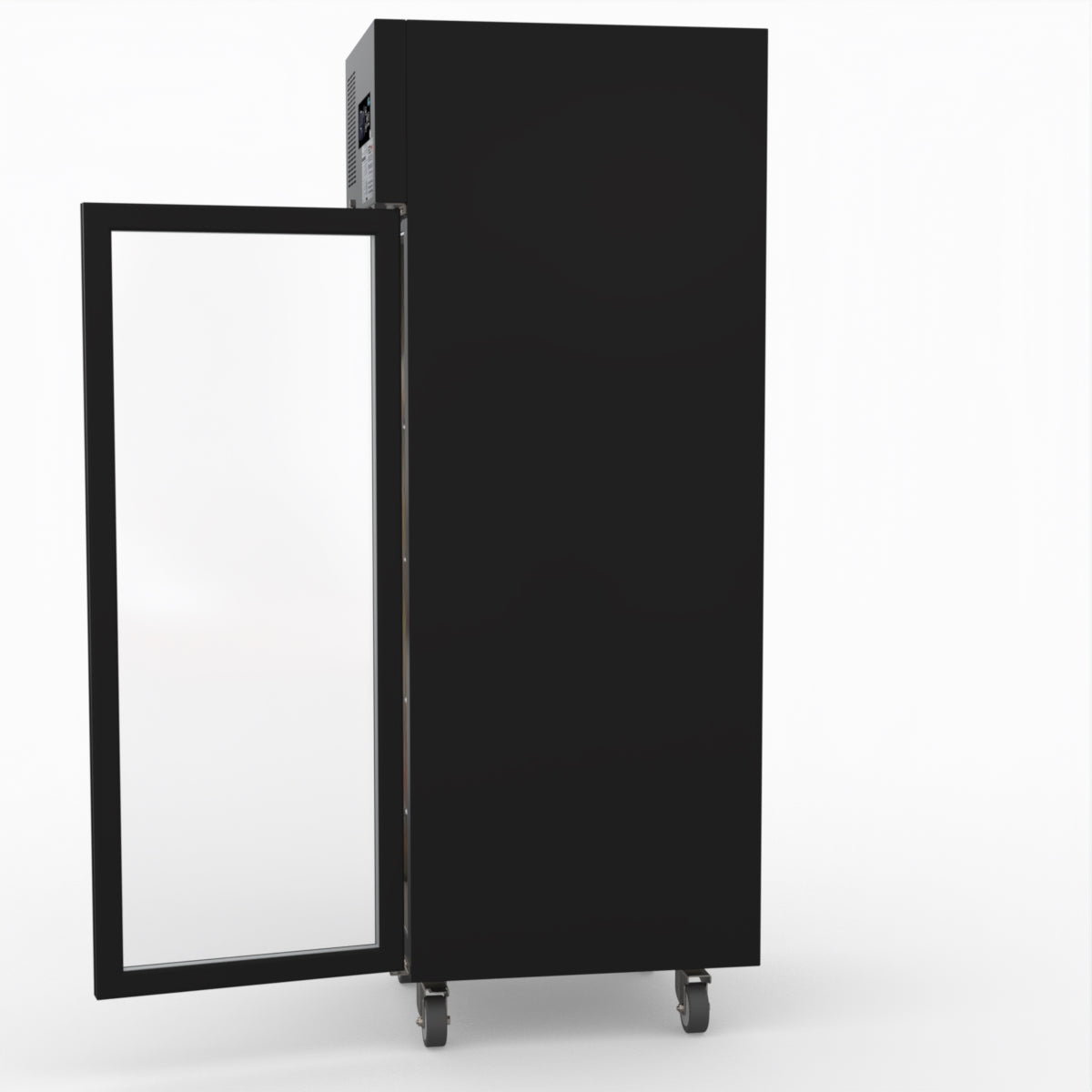 Thermaster Single Glass Door Upright Freezer Black Stainless Steel SUFG500B