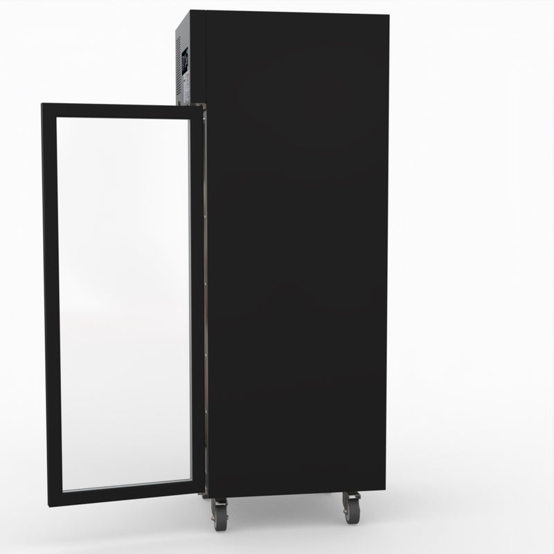 Thermaster Single Glass Door Upright Freezer Black Stainless Steel SUFG500B