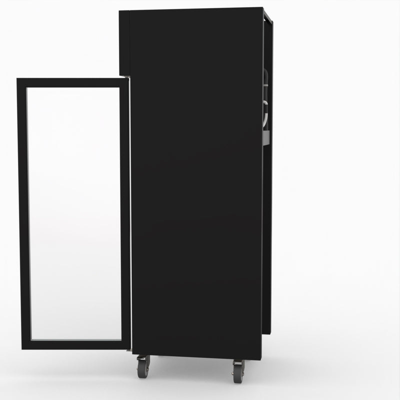 Thermaster Single Glass Door Upright Freezer Black Stainless Steel SUFG500B