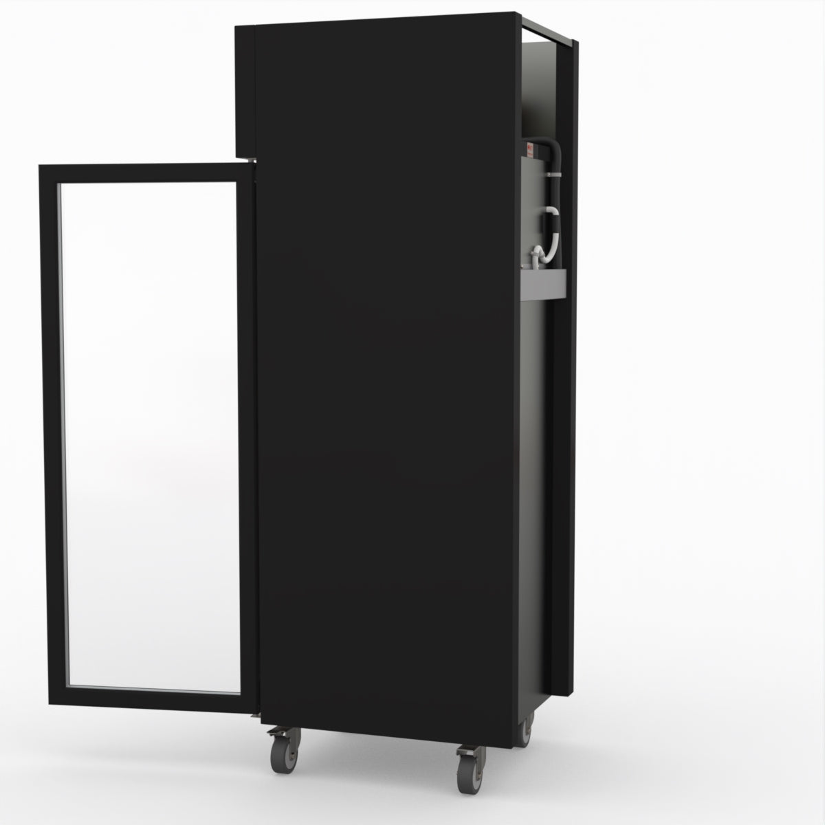 Thermaster Single Glass Door Upright Freezer Black Stainless Steel SUFG500B