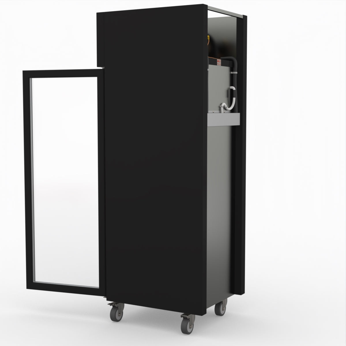 Thermaster Single Glass Door Upright Freezer Black Stainless Steel SUFG500B