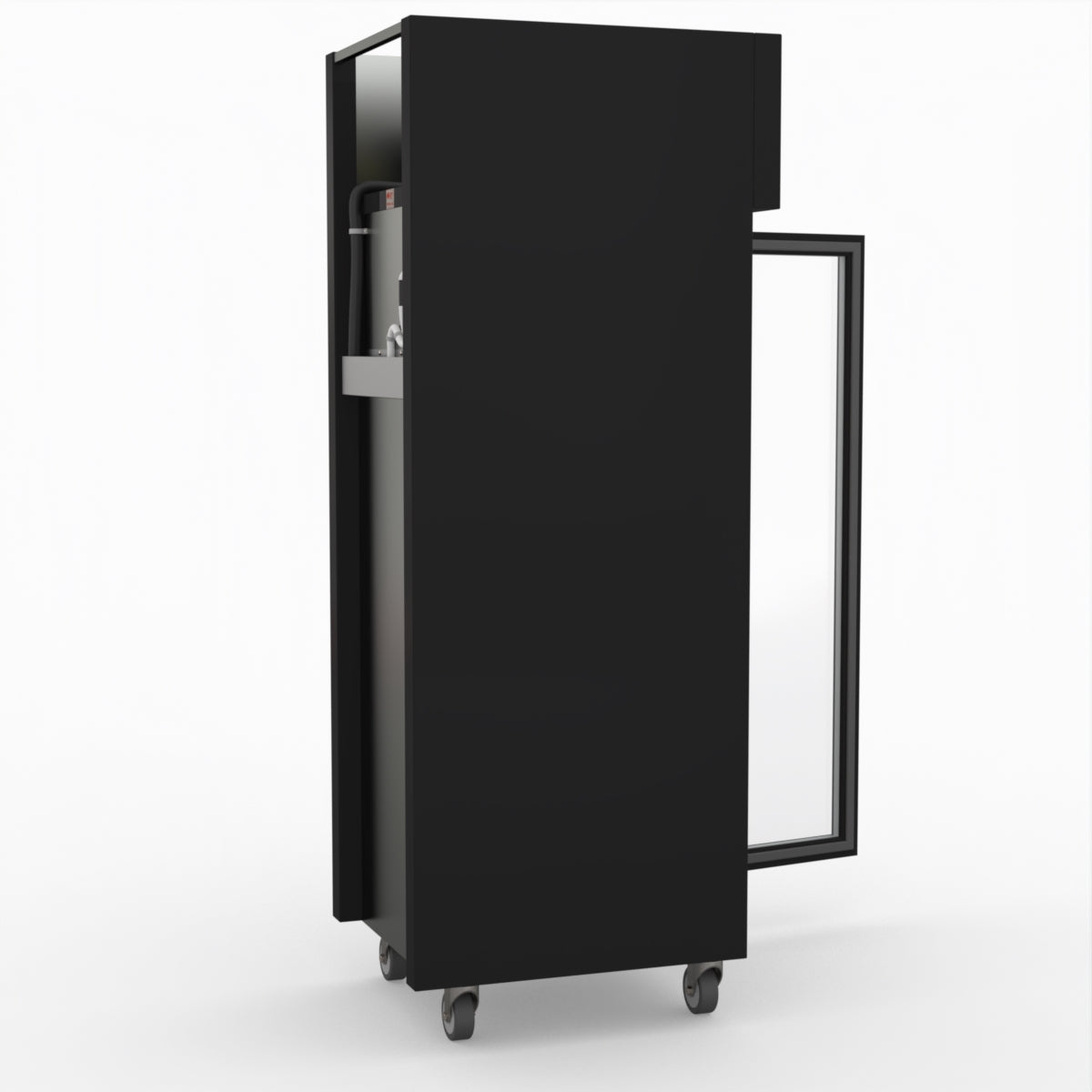 Thermaster Single Glass Door Upright Freezer Black Stainless Steel SUFG500B