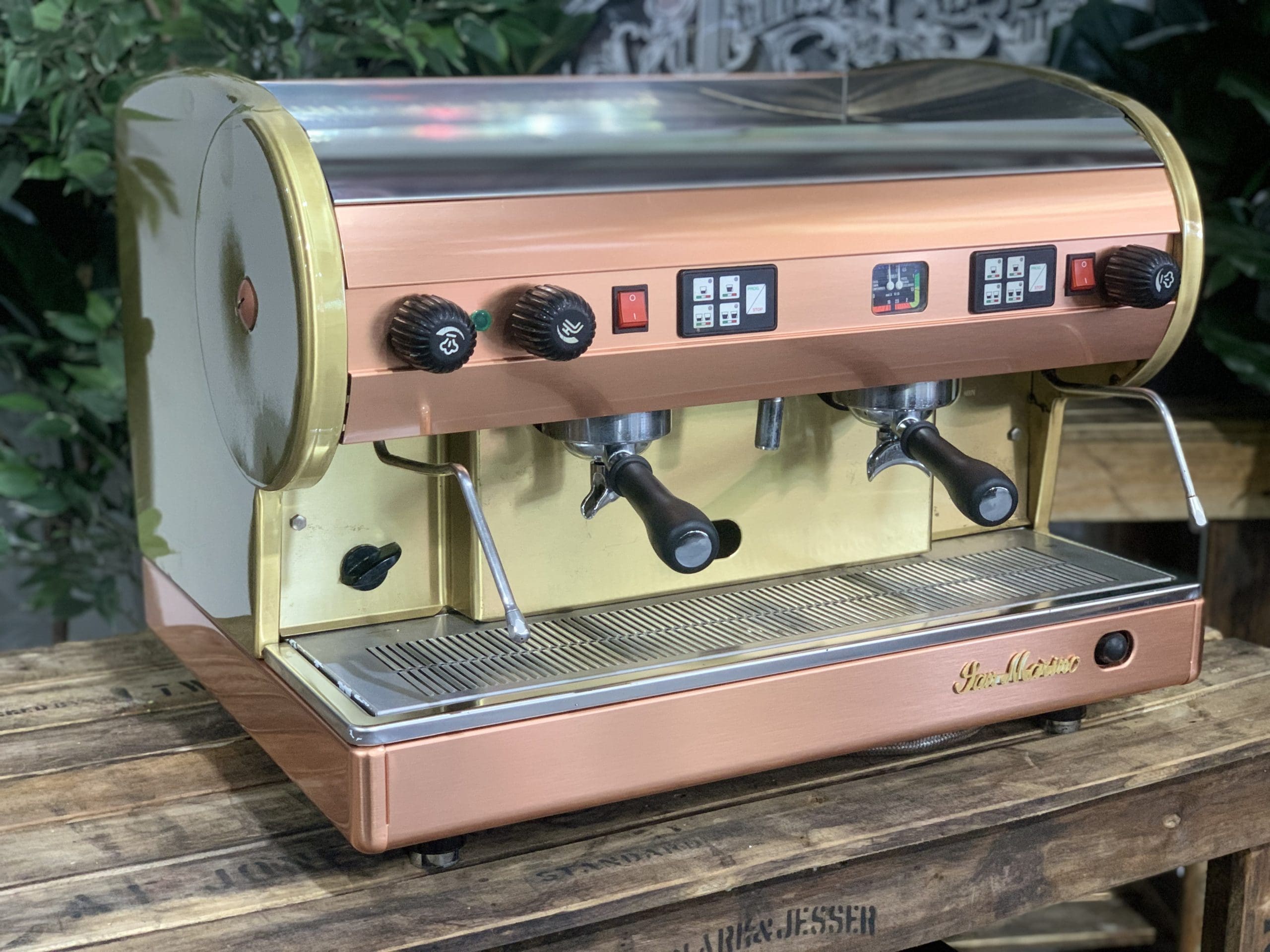 San Marino Lisa Brass - 2 Group Commercial Espresso Machine - Gold
