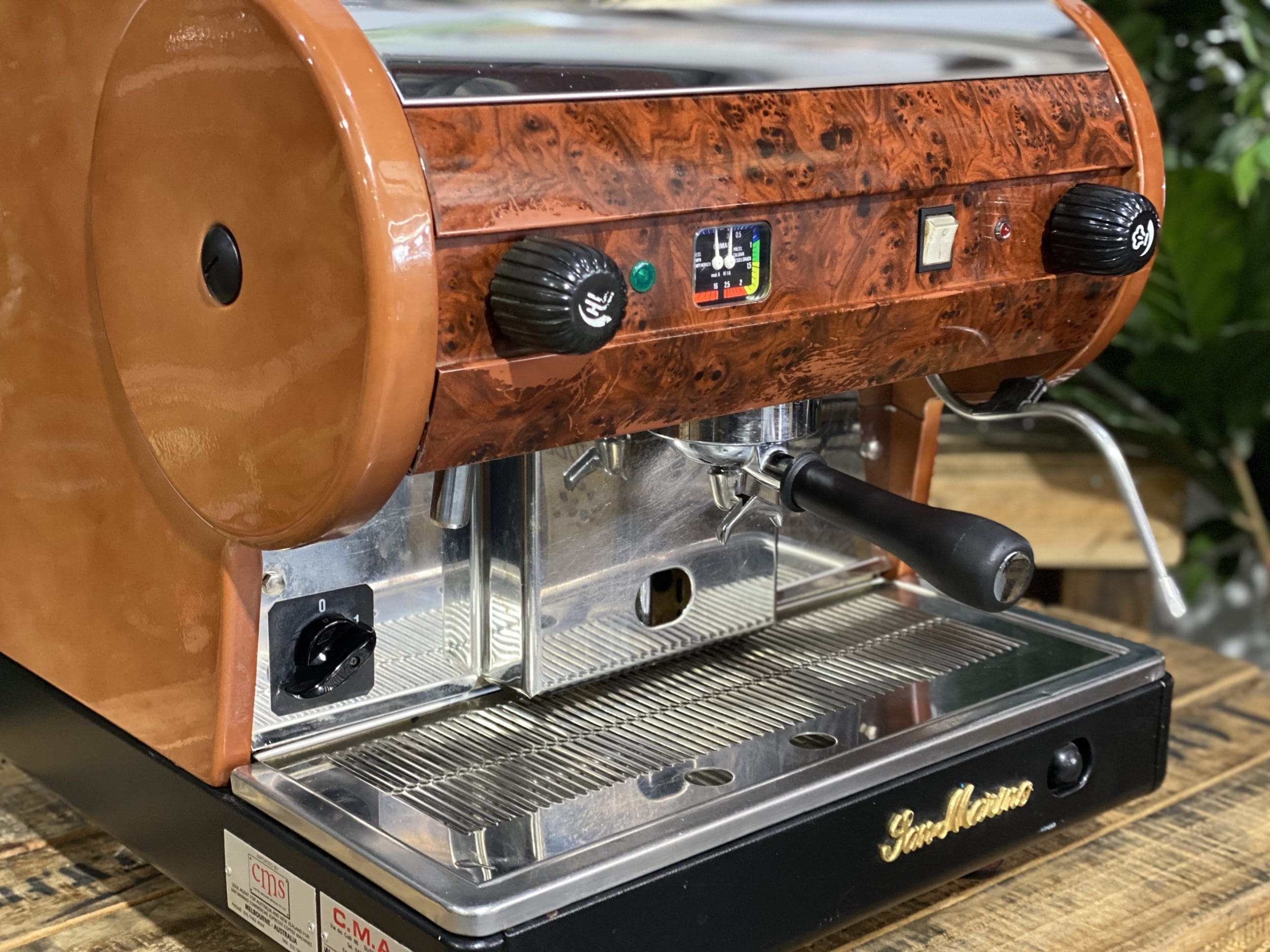 San Marino Lisa Full Size Brier Wood Espresso Coffee Machine