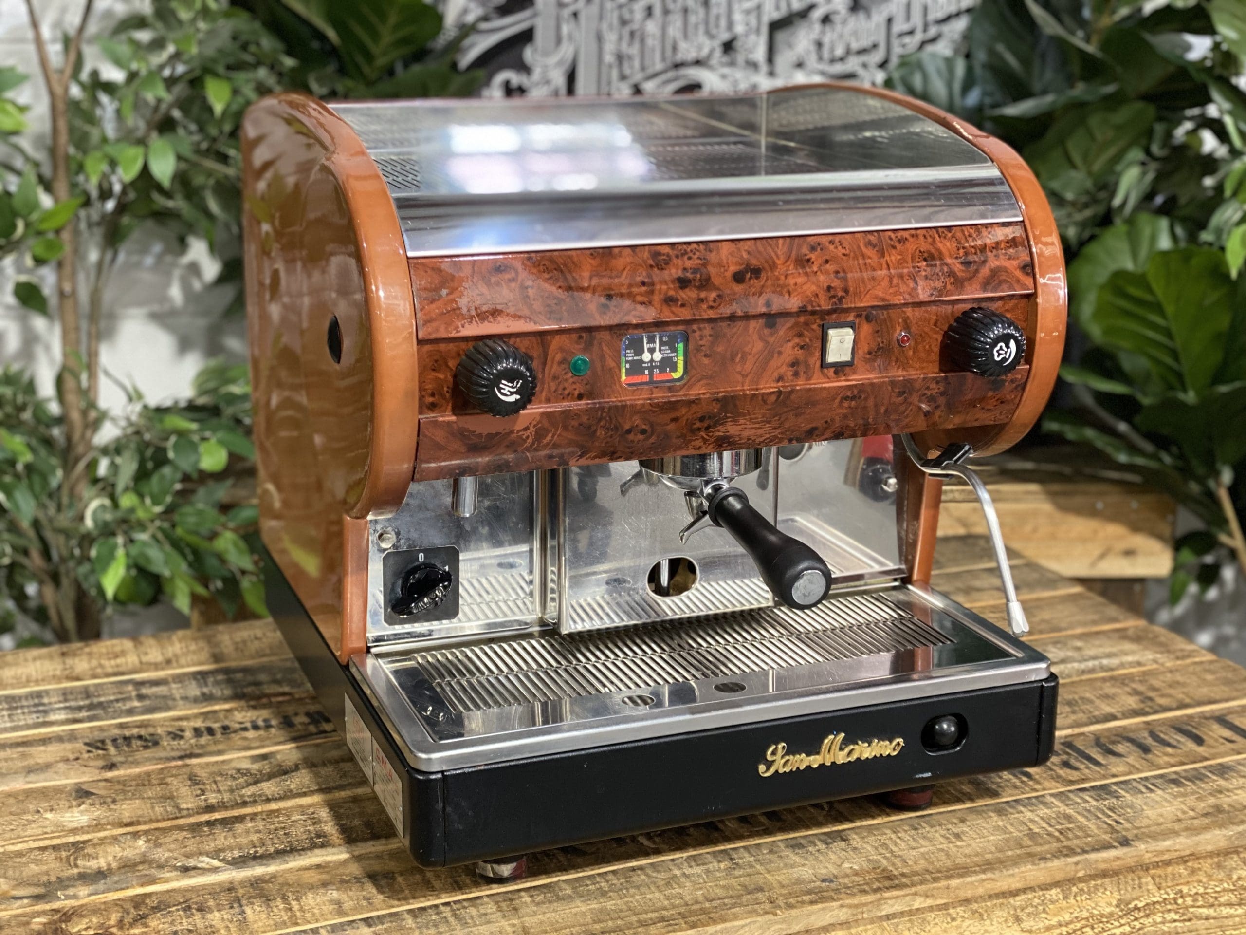 San Marino Lisa Full Size Brier Wood Espresso Coffee Machine