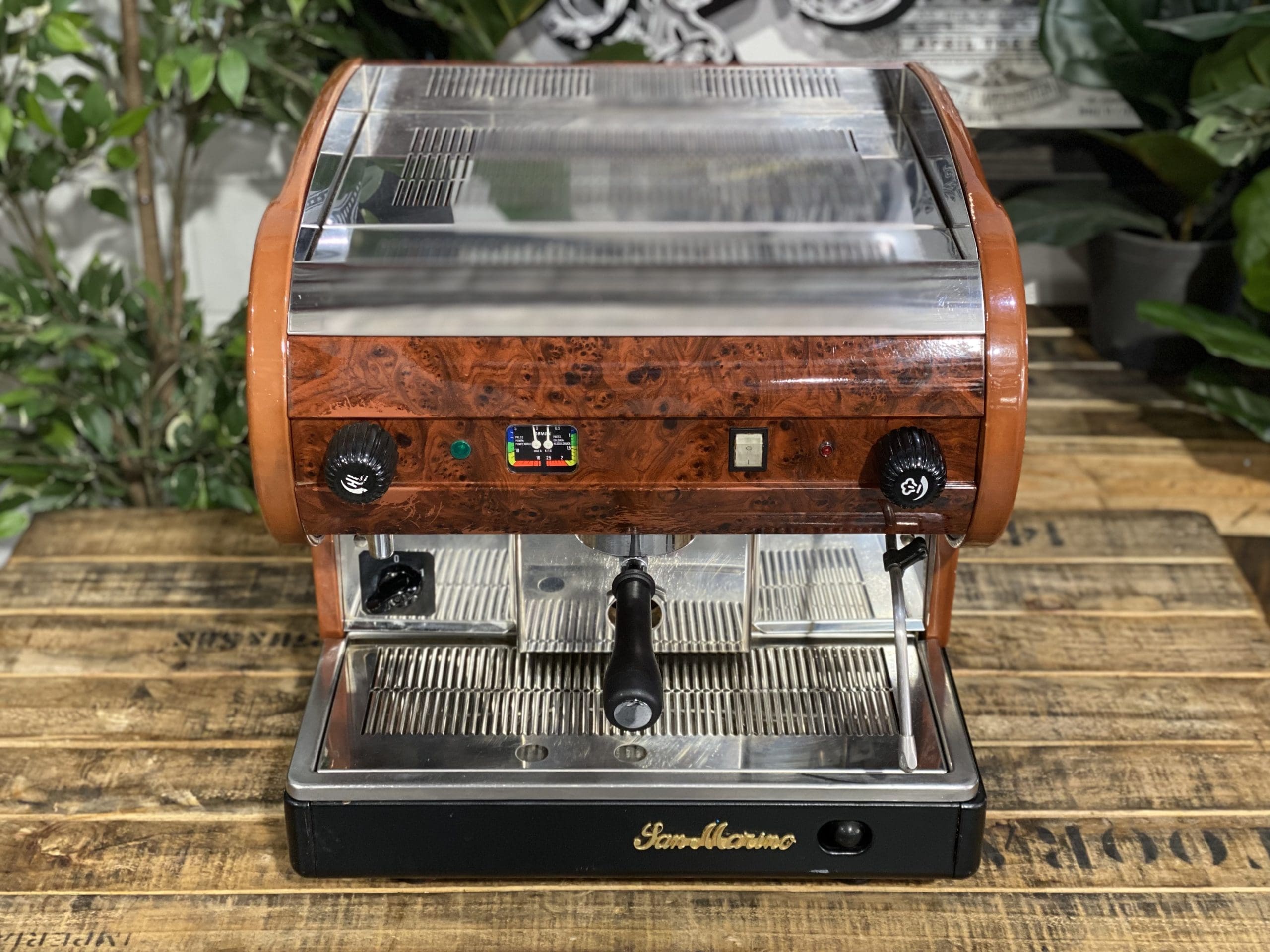 San Marino Lisa Full Size Brier Wood Espresso Coffee Machine