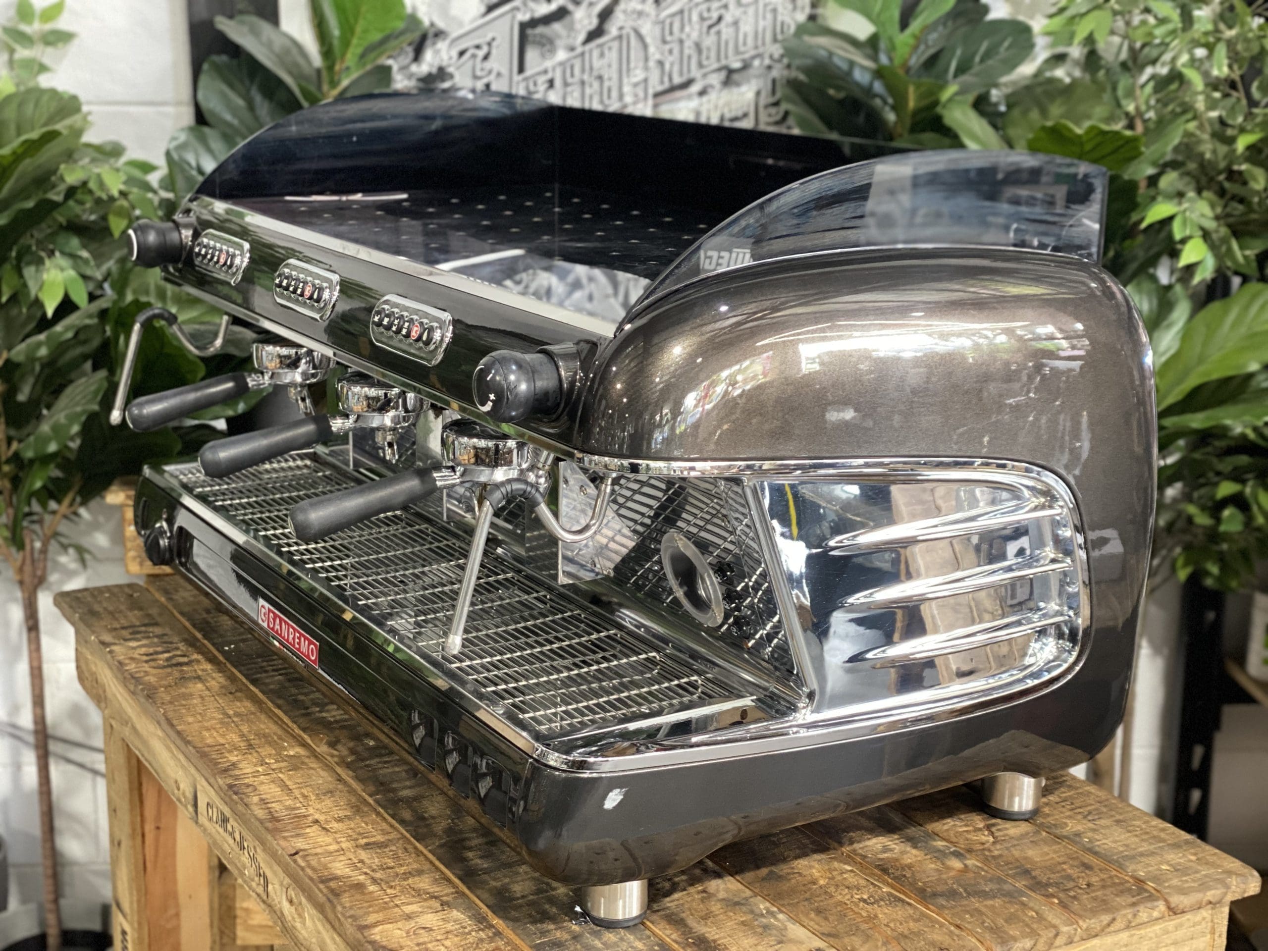 San Remo Verona High Cup Metallic - 3 Group Commercial Espresso Machine - Grey