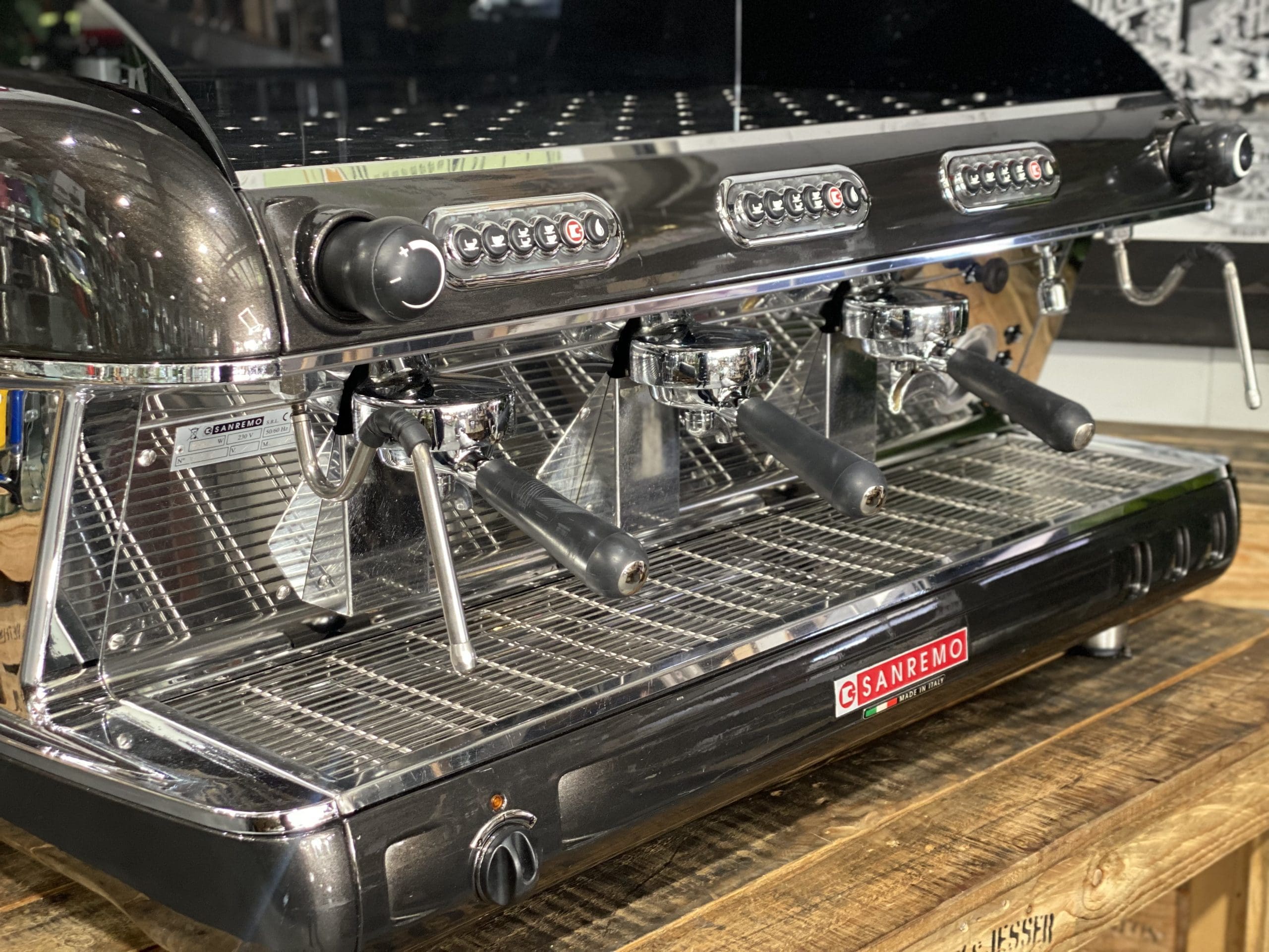 San Remo Verona High Cup Metallic - 3 Group Commercial Espresso Machine - Grey