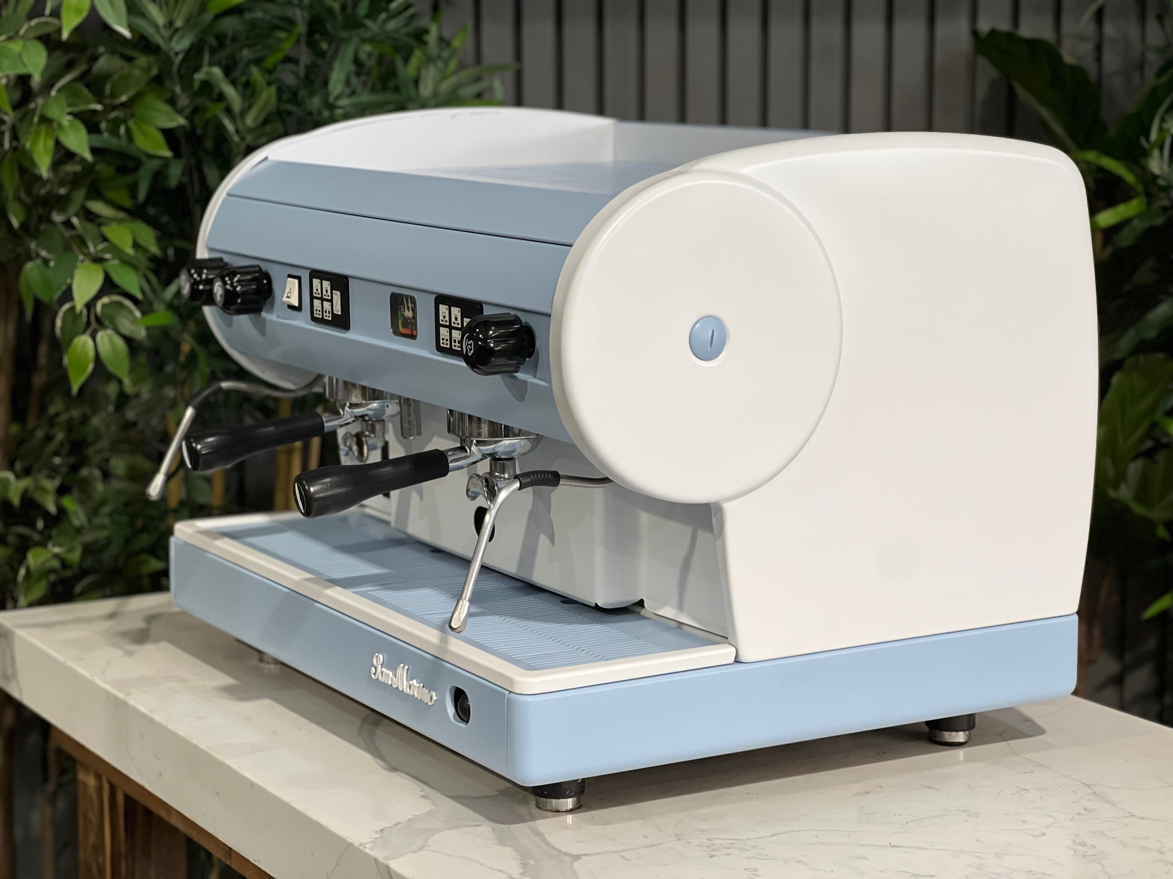San Marino Lisa Blue - 2 Group Commercial Espresso Machine - White