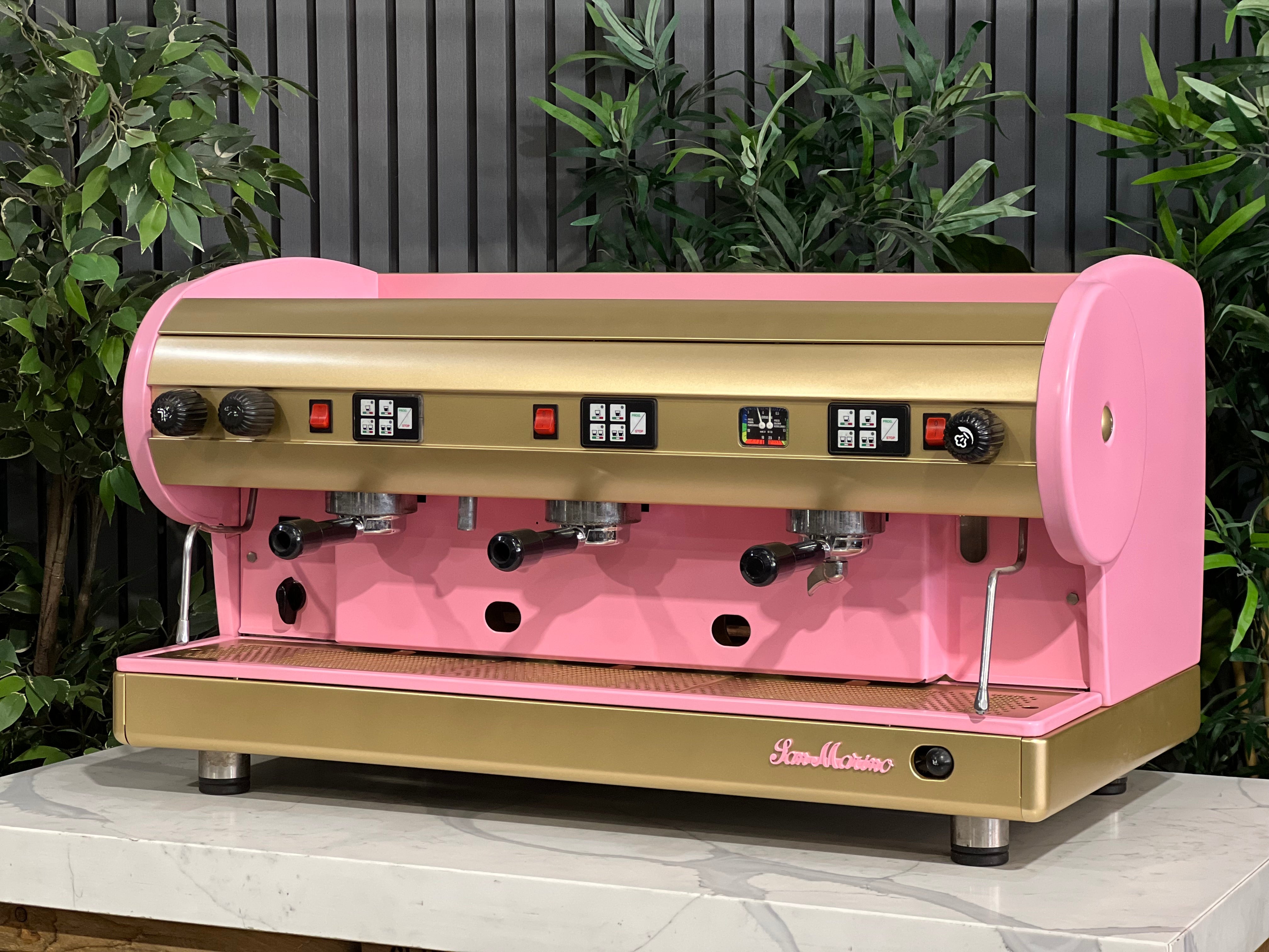San Marino Lisa Pink - 3 Group Commercial Espresso Machine - Gold