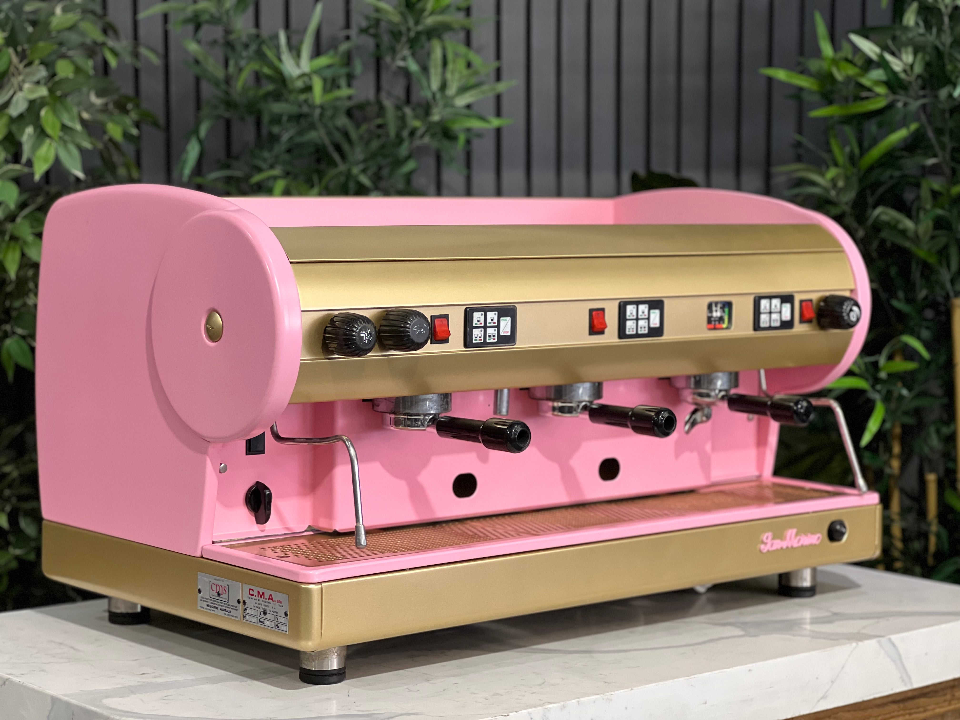 San Marino Lisa Pink - 3 Group Commercial Espresso Machine - Gold