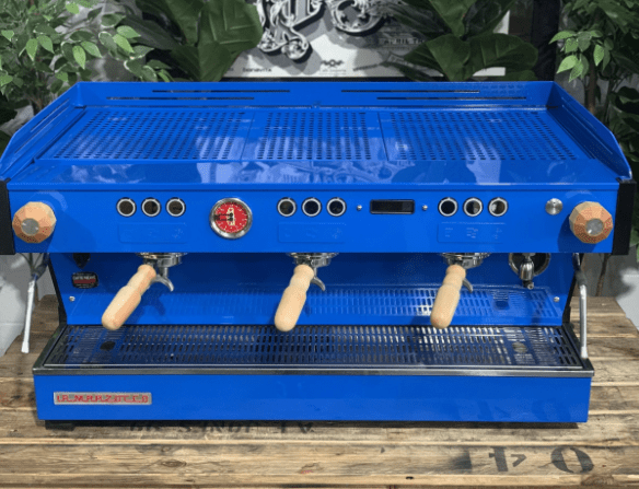 La Marzocco Linea PB 3 Group Blue with Timber