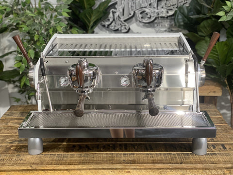 Slayer Espresso Dark Timber - 2 Group Commercial Espresso Machine - White