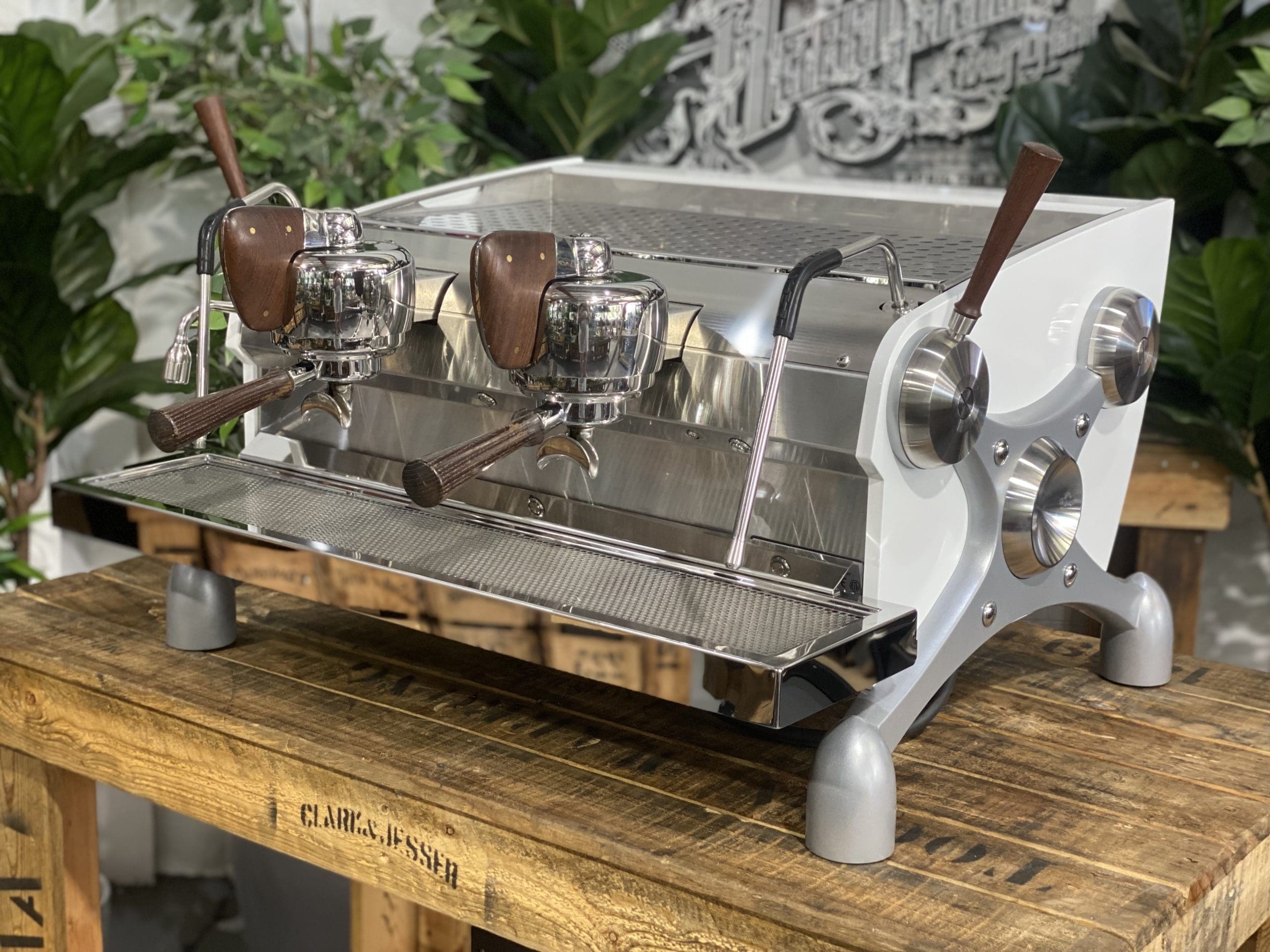Slayer Espresso Dark Timber - 2 Group Commercial Espresso Machine - White