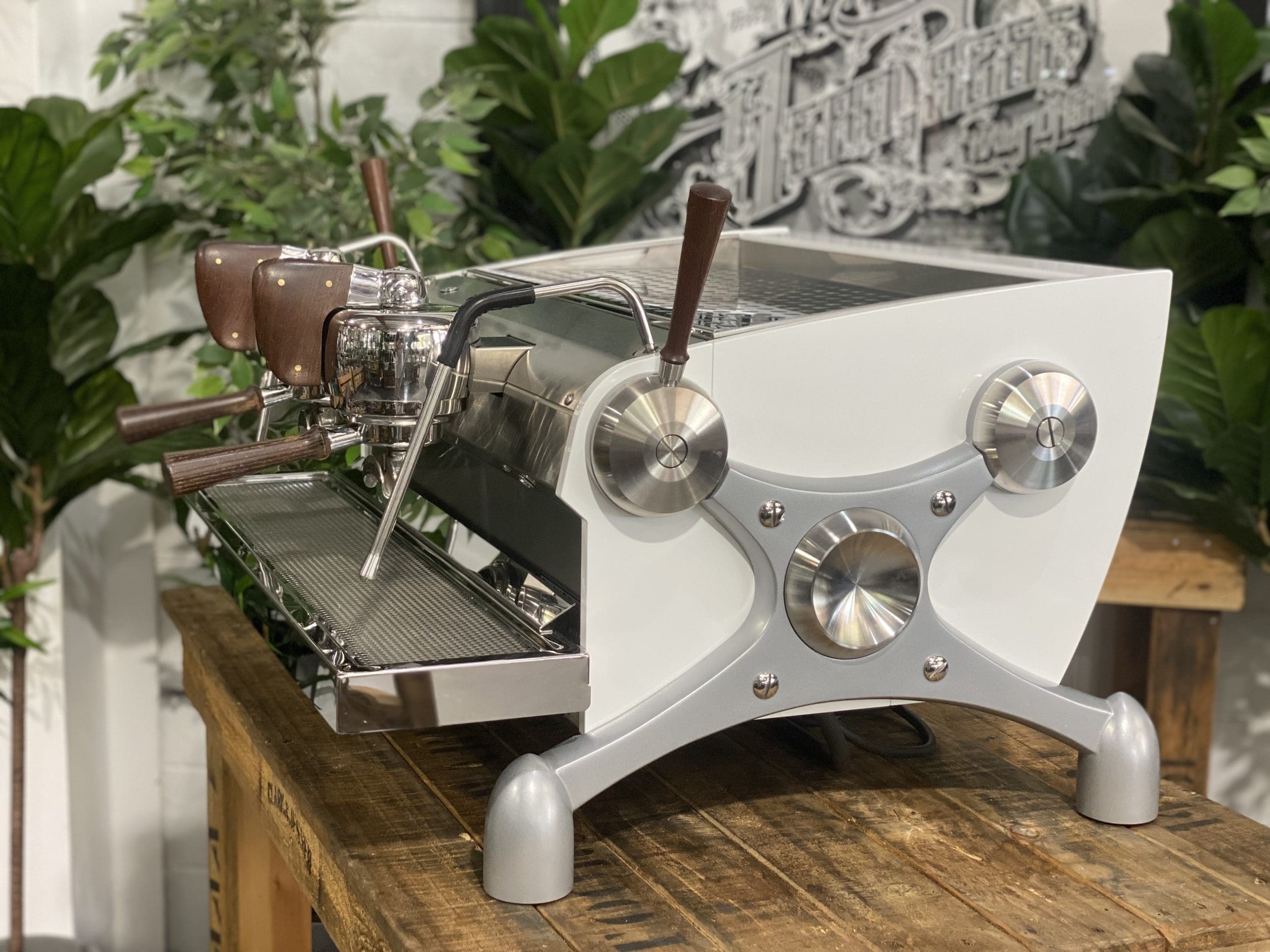 Slayer Espresso Dark Timber - 2 Group Commercial Espresso Machine - White