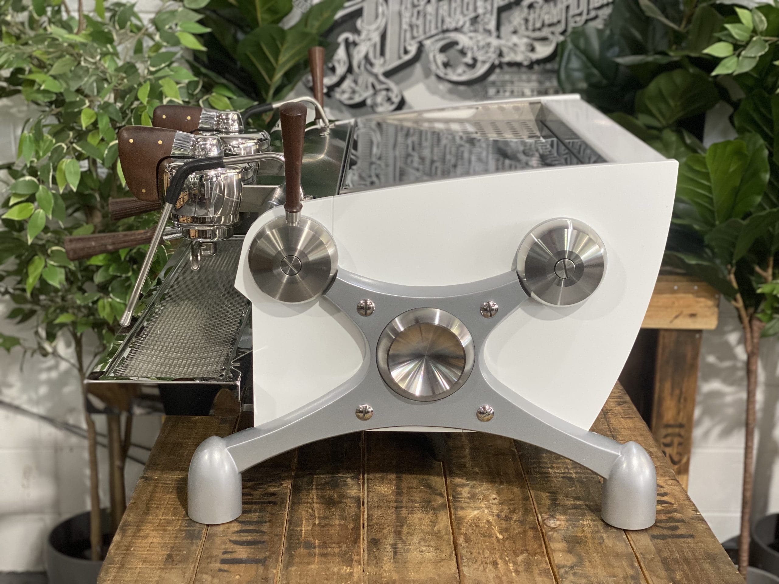Slayer Espresso Dark Timber - 2 Group Commercial Espresso Machine - White