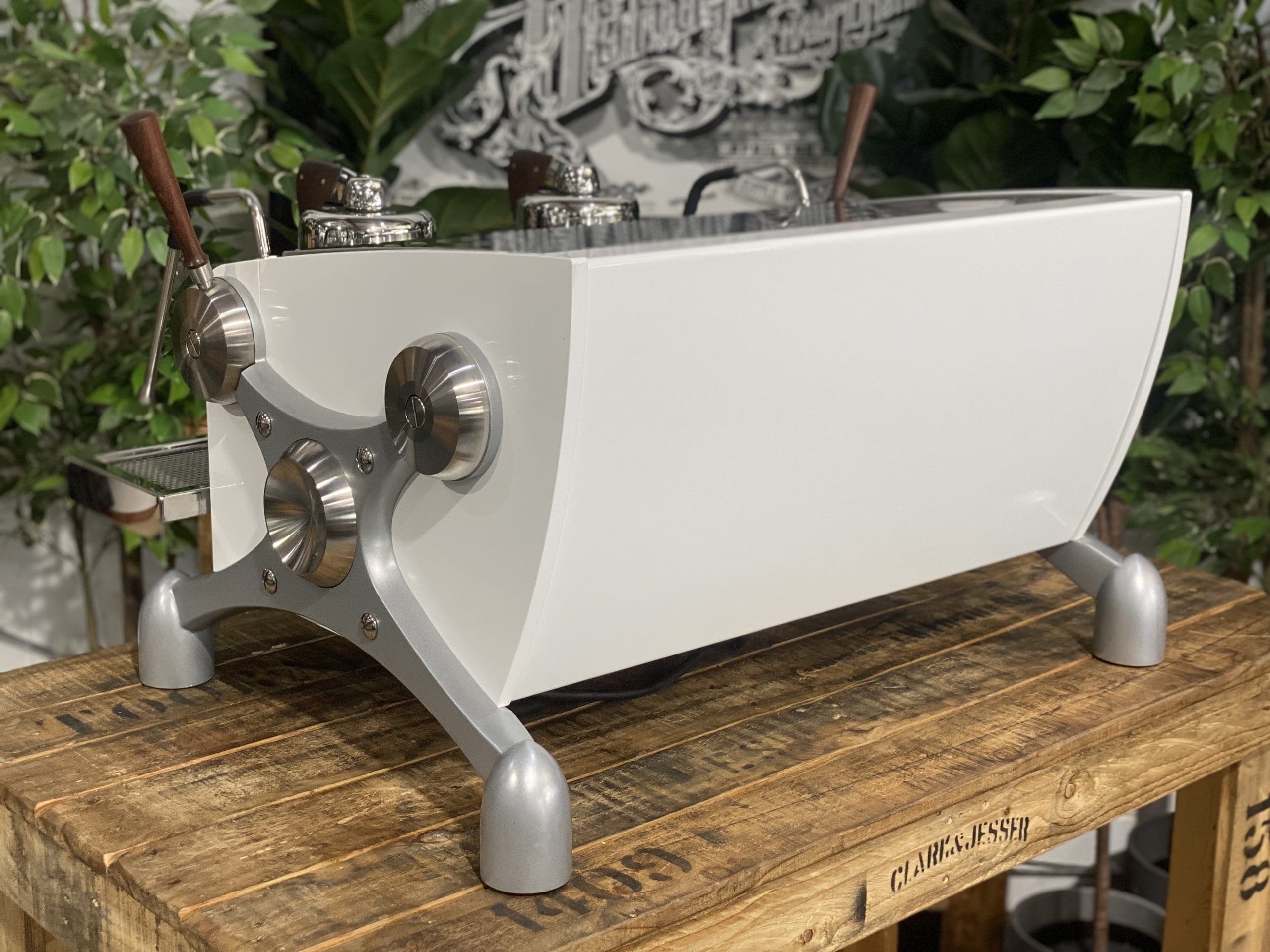 Slayer Espresso Dark Timber - 2 Group Commercial Espresso Machine - White