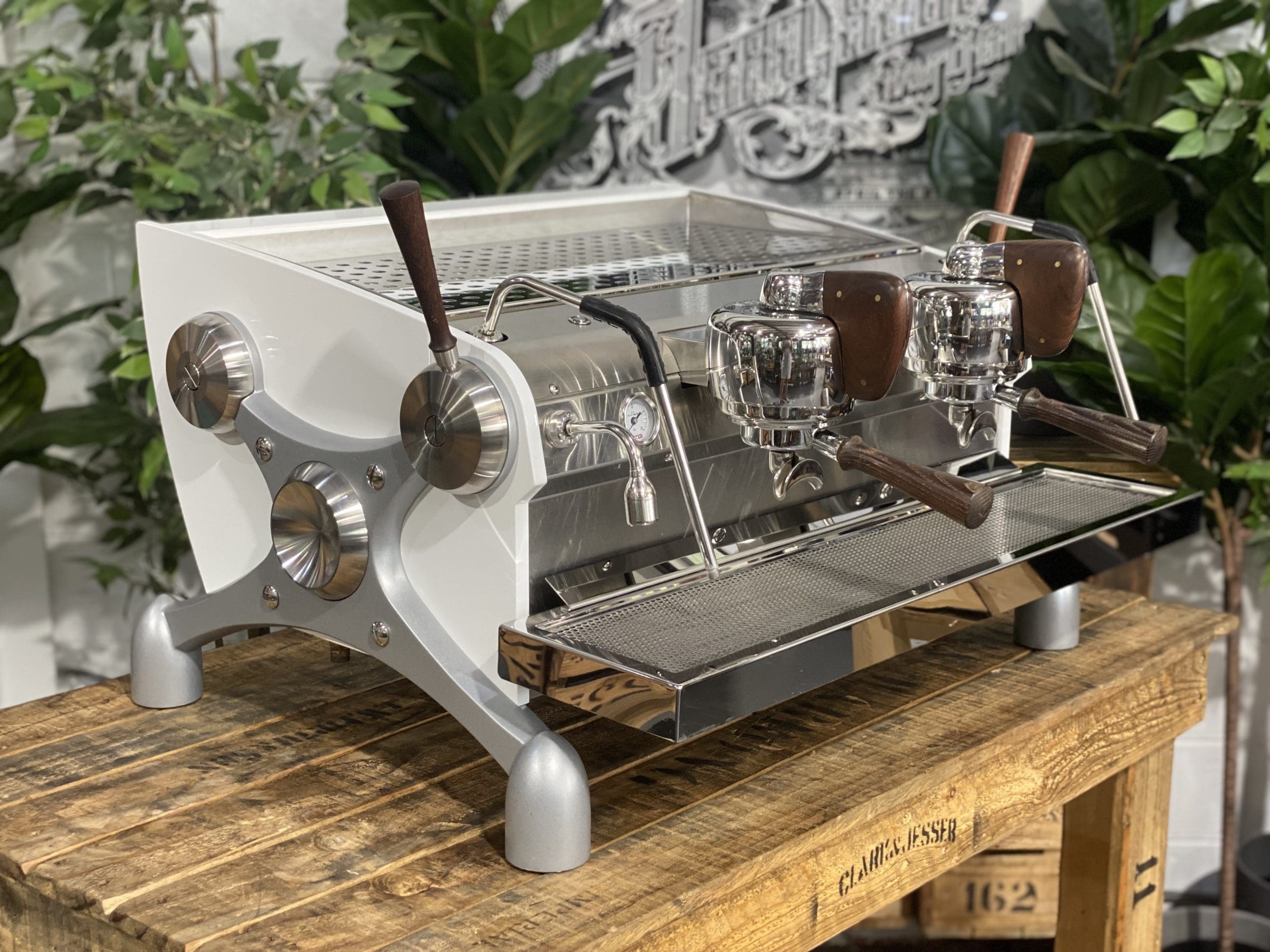 Slayer Espresso Dark Timber - 2 Group Commercial Espresso Machine - White
