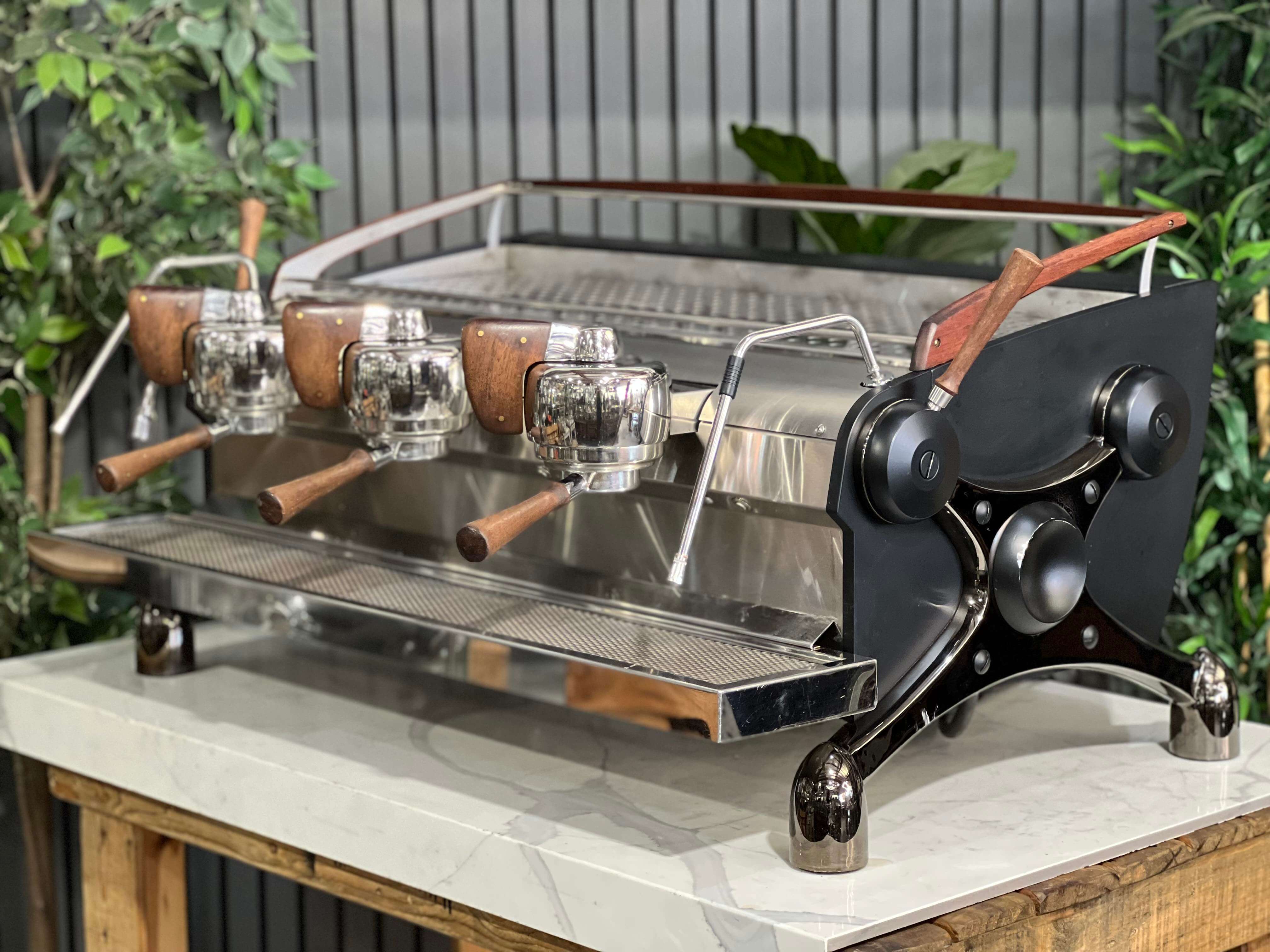 Slayer Espresso Black Stainless & Dark - 3 Group Commercial Espresso Machine - Timber