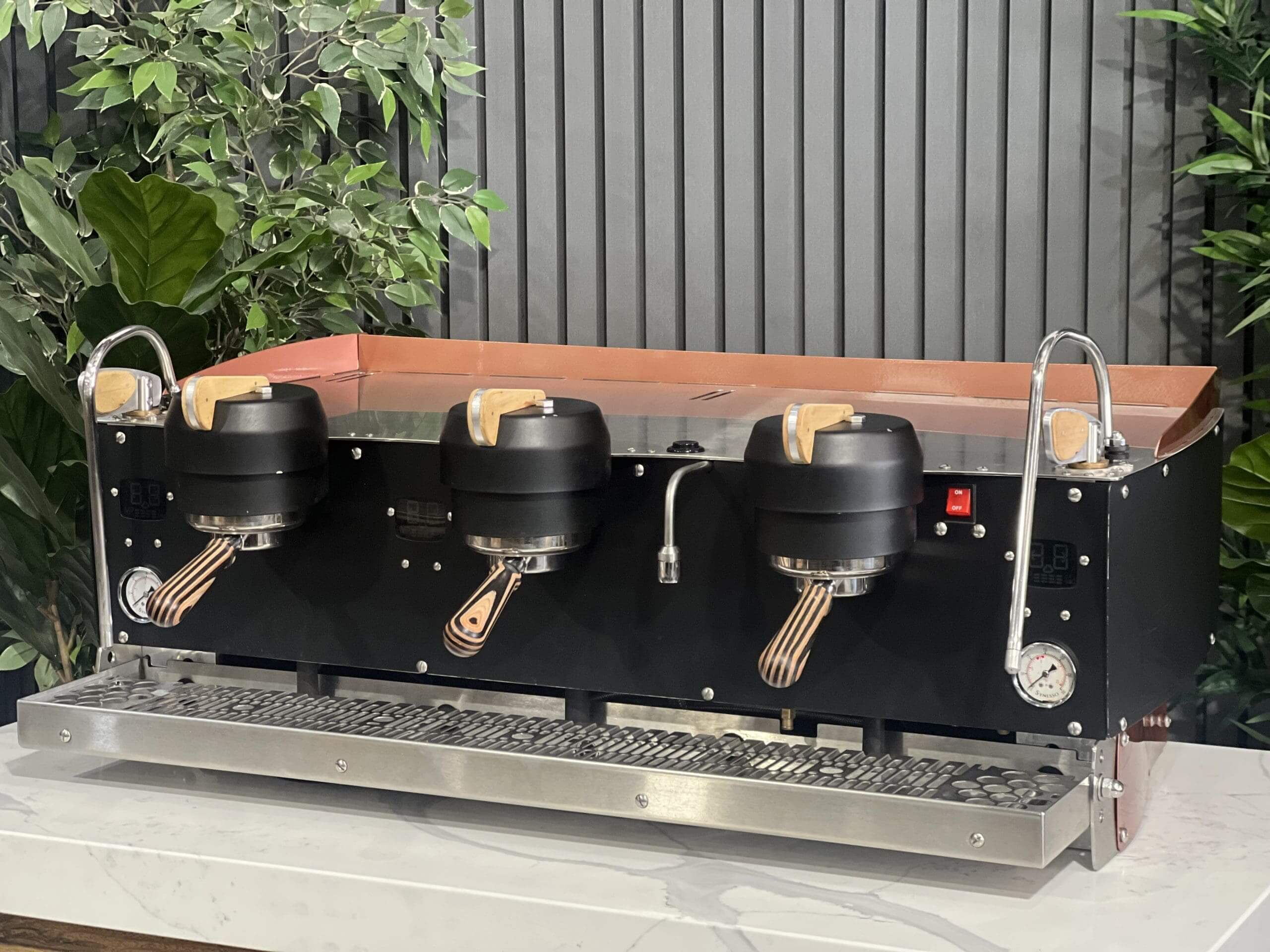 Synesso S300 Timber Accents Black - 3 Group Commercial Espresso Machine - Copper