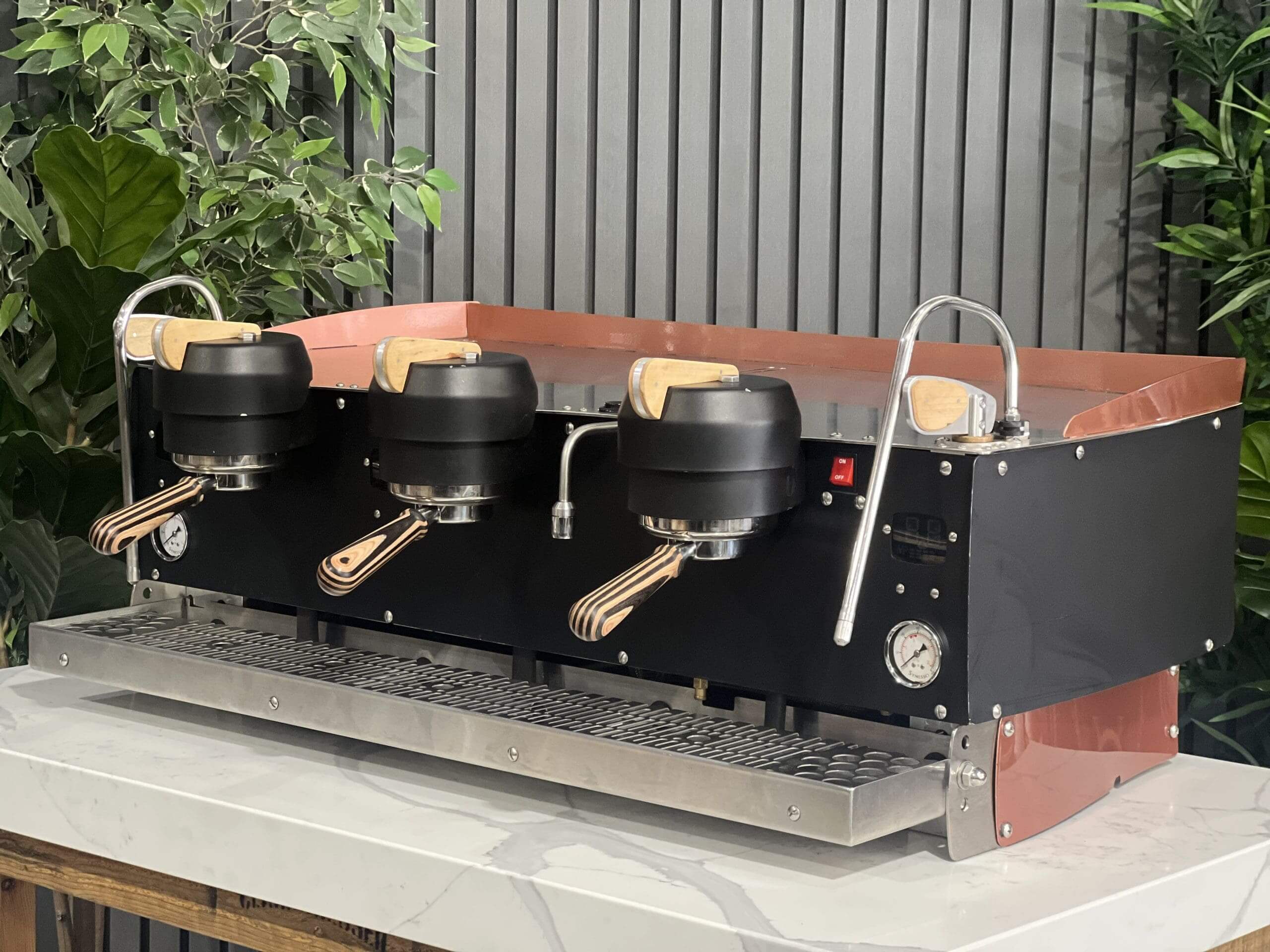 Synesso S300 Timber Accents Black - 3 Group Commercial Espresso Machine - Copper