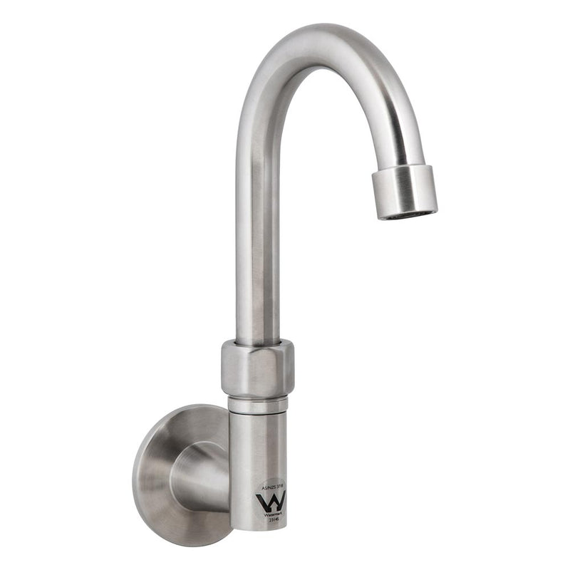 3Monkeez Stainless Steel Wall Elbow with Gooseneck Swivel Spout - 7" Spout