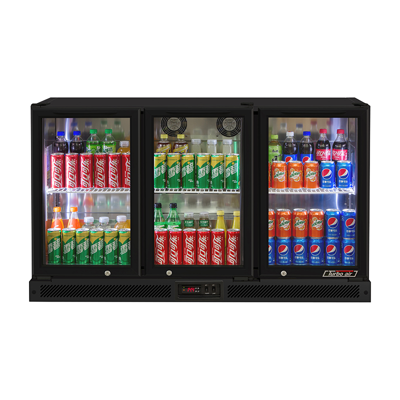 Turbo Air 3 Glass Swing Door Back Mounted Fridge - Black