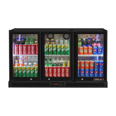 Turbo Air 3 Glass Swing Door Back Mounted Fridge - Black