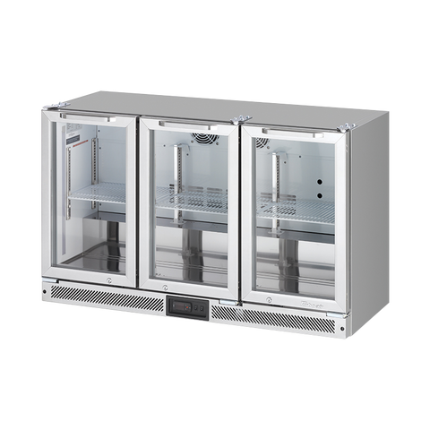 Turbo Air 3 Swing Glass Door Back Bar Fridge - Stainless Steel