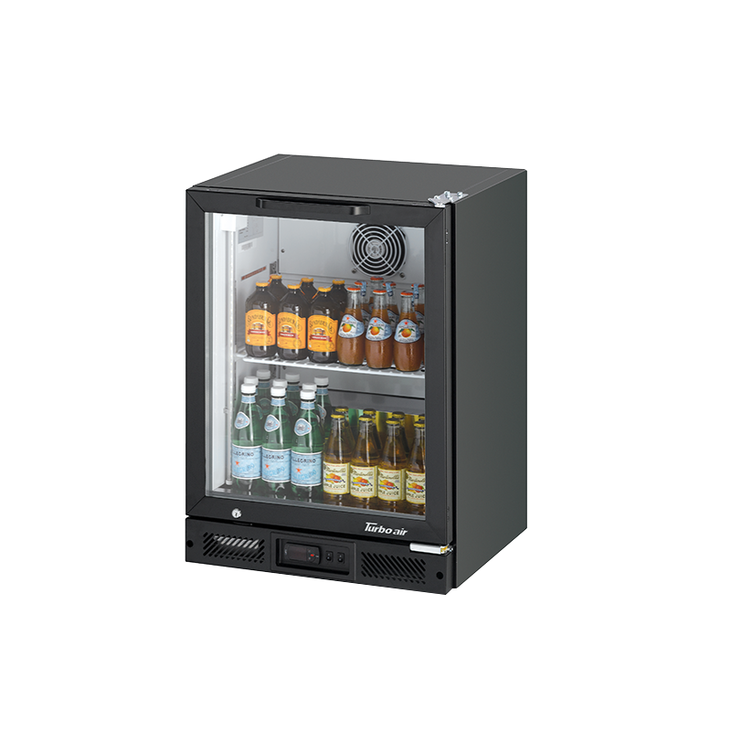 Turbo Air 1 Swing Glass Door Back Bar Fridge - Black Trim