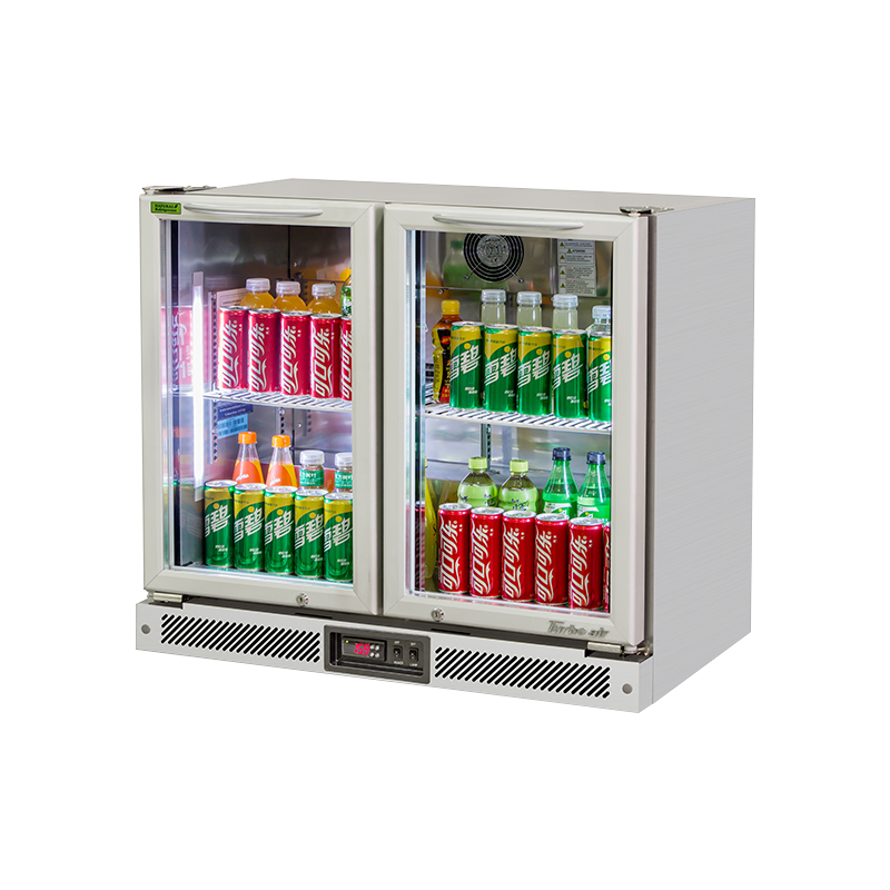 Turbo Air 2 Swing Glass Door Back Bar Fridge - Stainless Steel