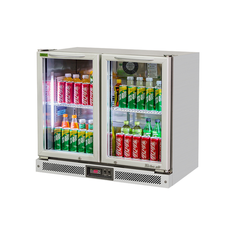 Turbo Air 2 Swing Glass Door Back Bar Fridge - Stainless Steel