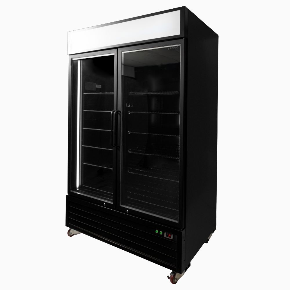 Bromic Upright Display Fridge 1266L - 2 Door - Flat Glass - Lightbox UC1250GDL-NR