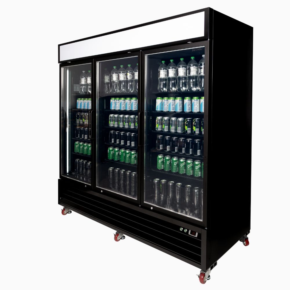 Bromic Upright Display Fridge 1980L - 3 Door - Flat Glass - Lightbox UC1980GDL-NR