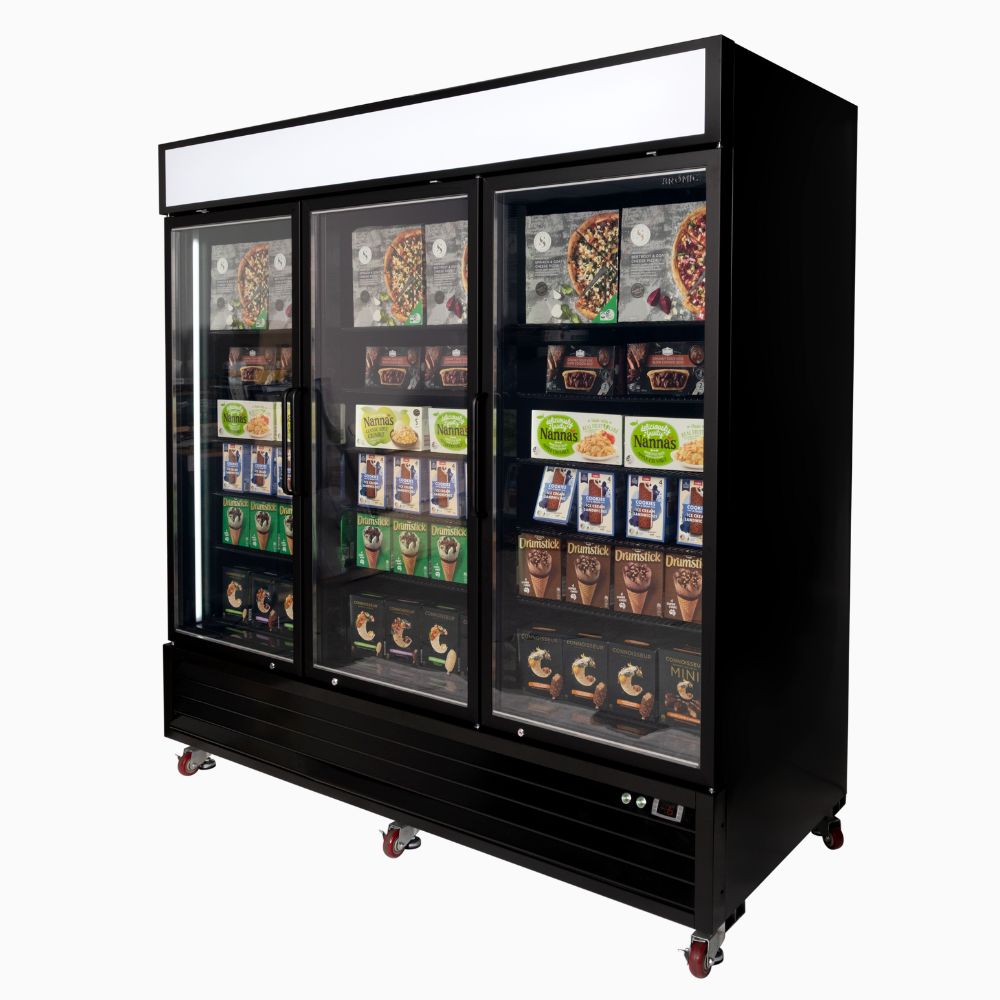 Bromic Upright Display Freezer 1980L - 3 Door - Flat Glass - Lightbox UF1980GDL-NR