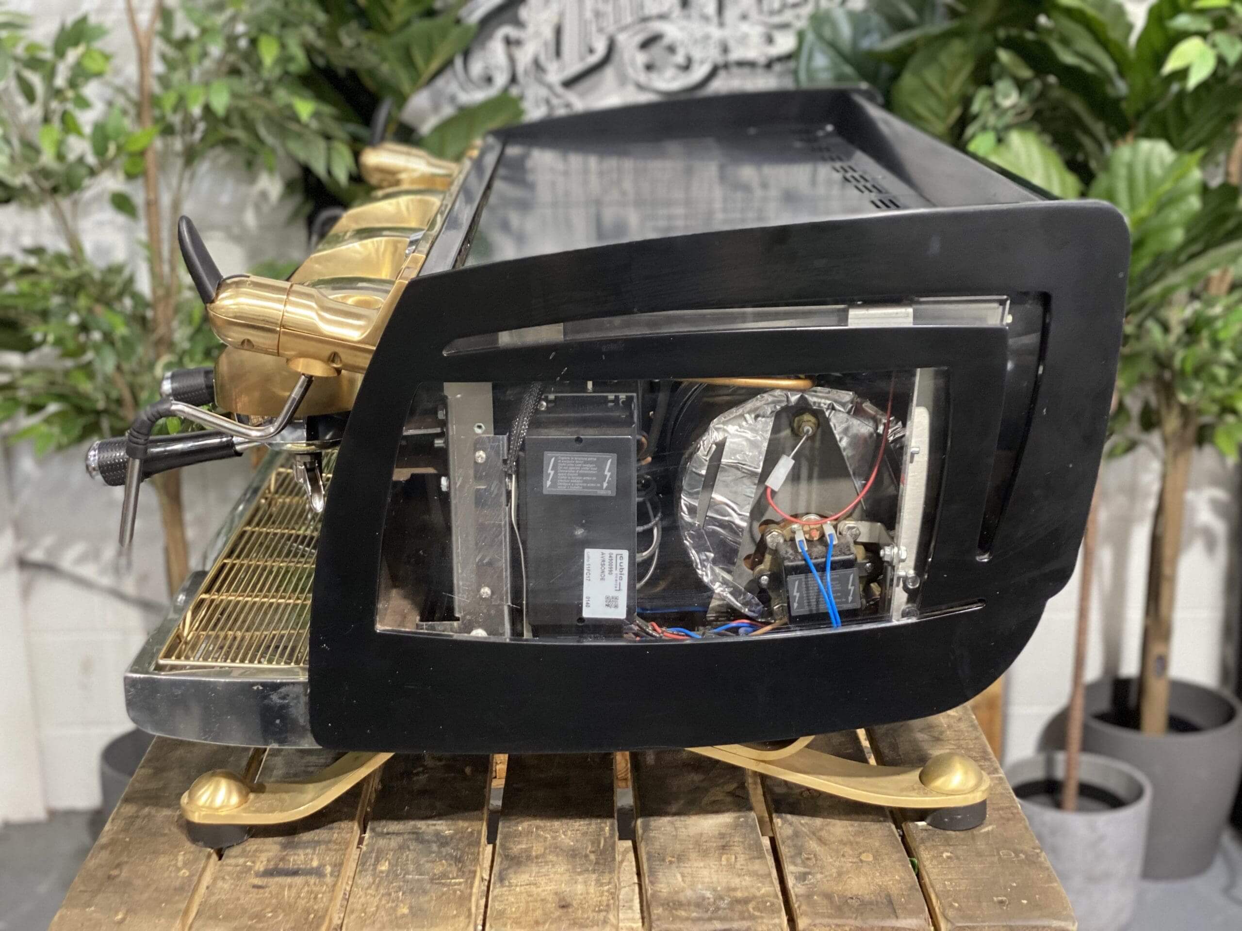 Victoria Arduino Black Eagle Full Black Custom Anodized Accents - 3 Group Commercial Espresso Machine - Gold