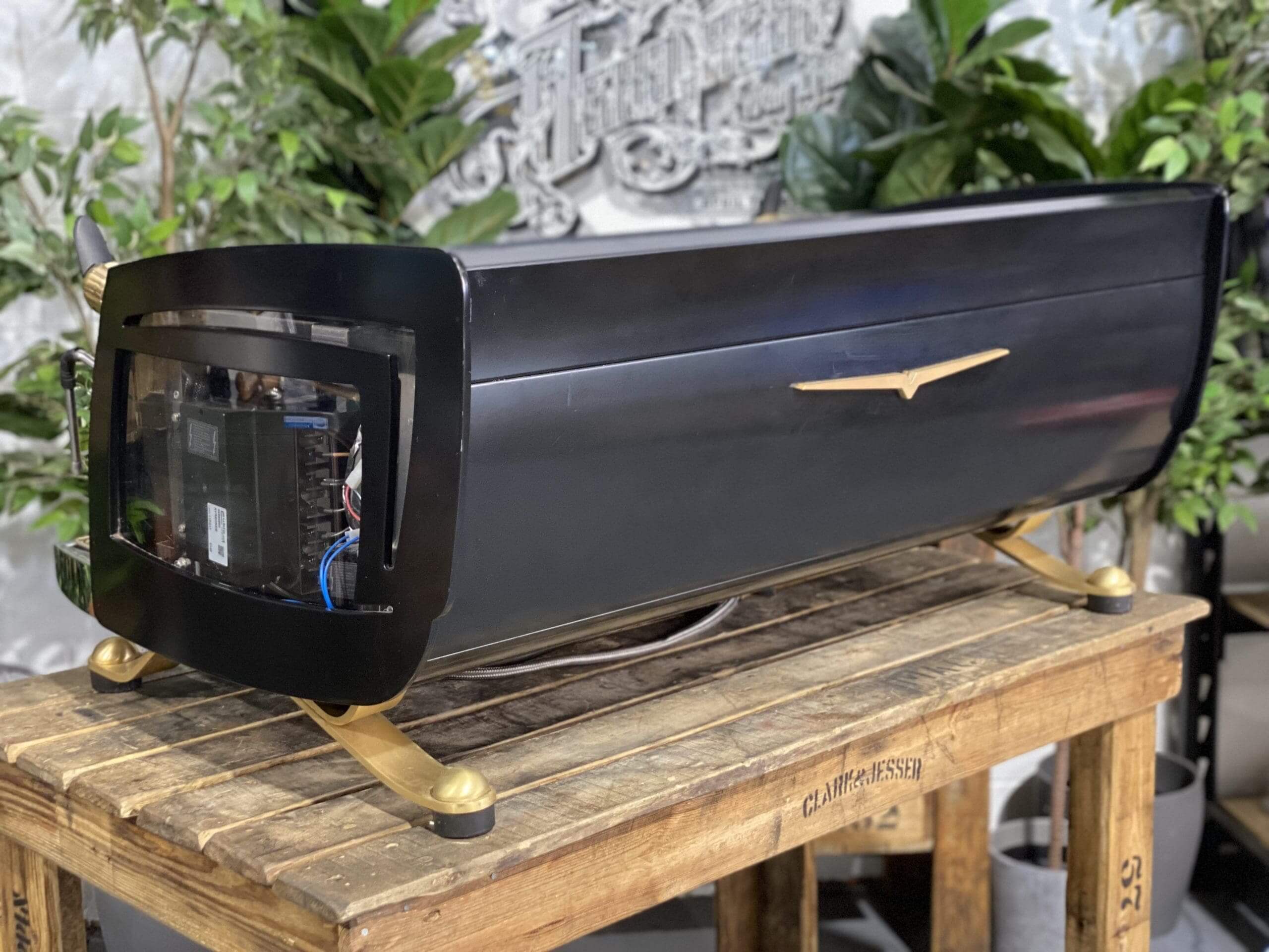 Victoria Arduino Black Eagle Full Black Custom Anodized Accents - 3 Group Commercial Espresso Machine - Gold