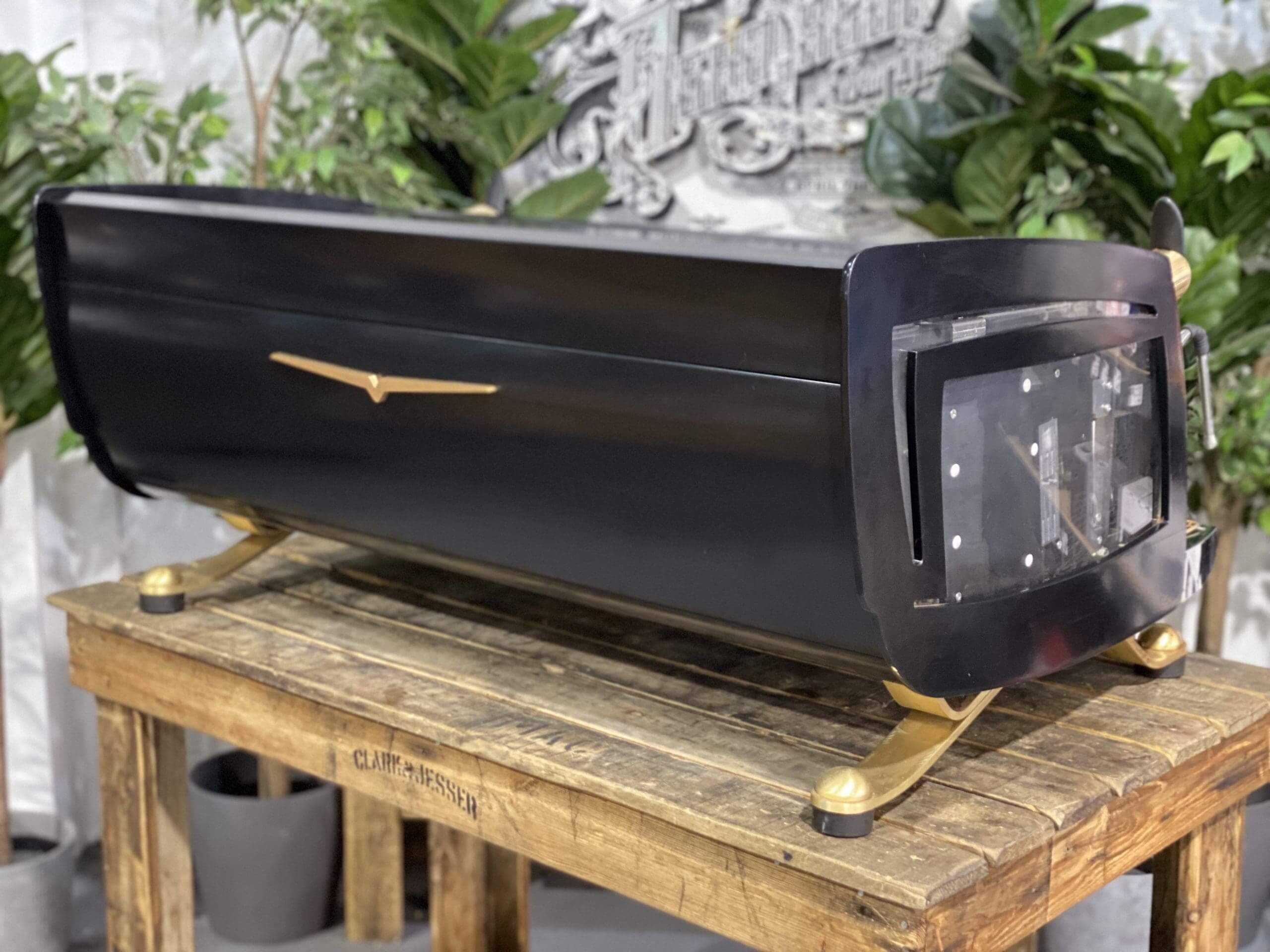Victoria Arduino Black Eagle Full Black Custom Anodized Accents - 3 Group Commercial Espresso Machine - Gold