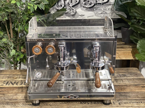 Wega Mini Nova Classic Stainless - 2 Group Commercial Espresso Machine - Timber
