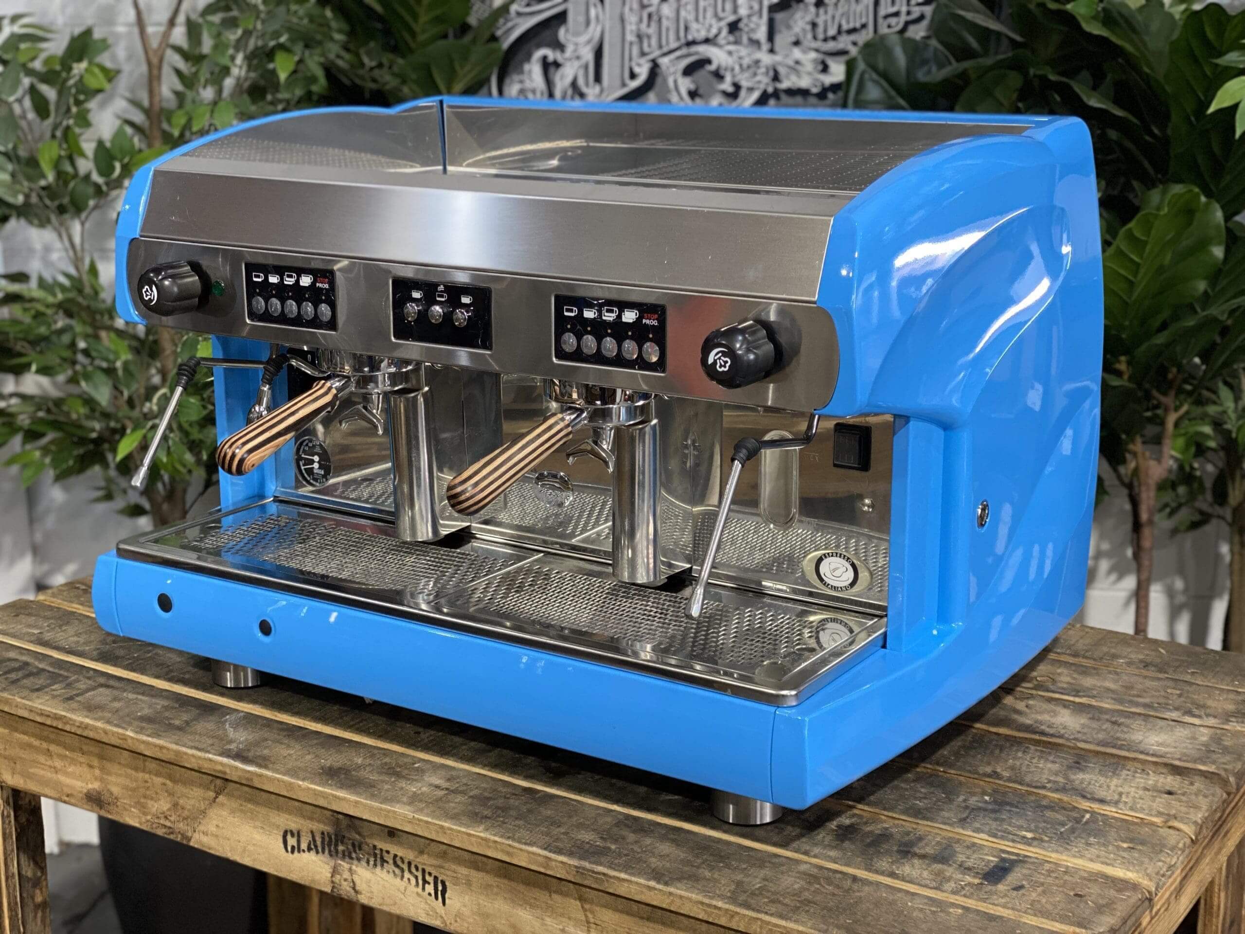 Wega Polaris High Cup Timber Handles - 2 Group Commercial Espresso Machine - Blue