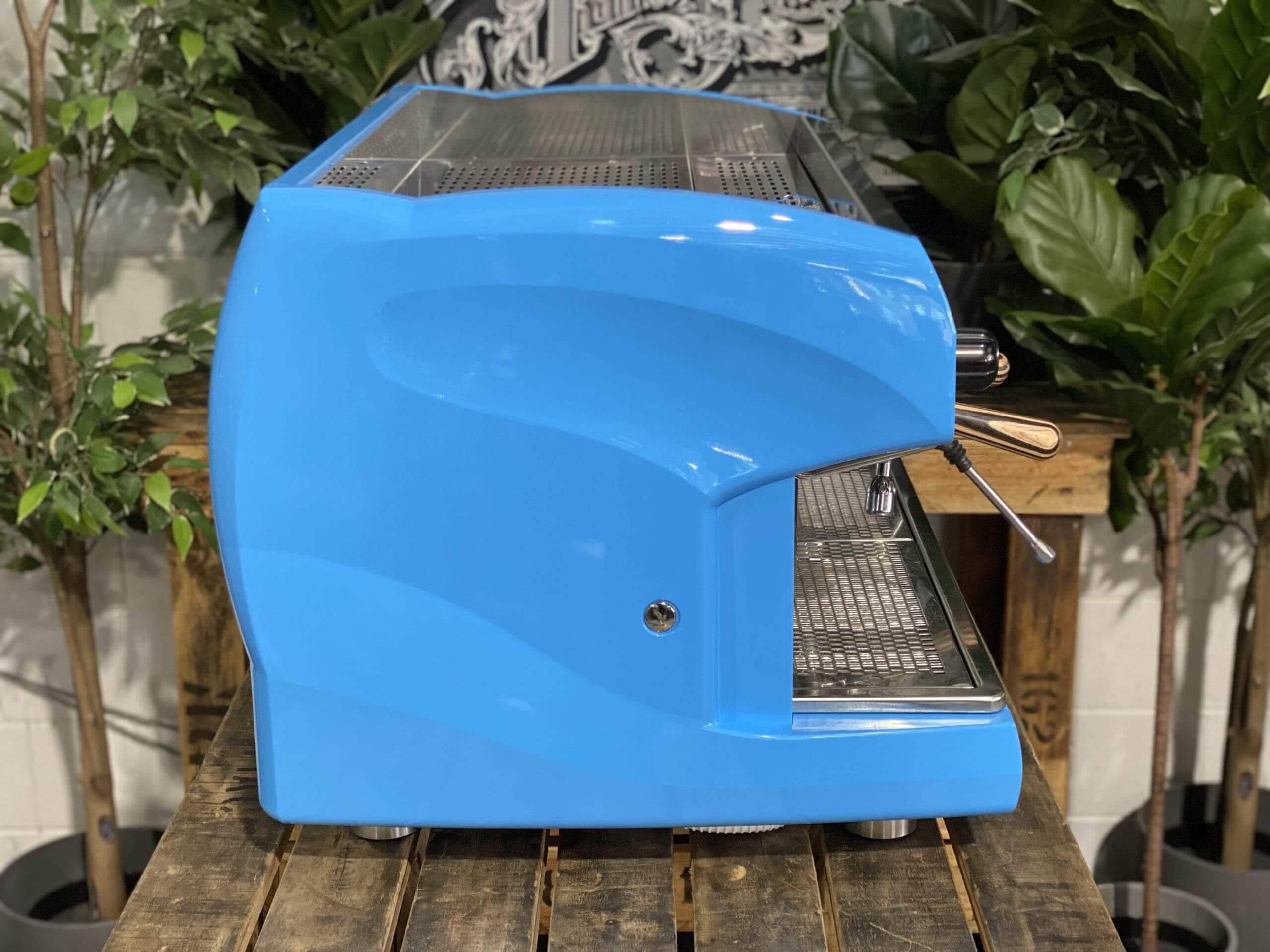 Wega Polaris High Cup Timber Handles - 2 Group Commercial Espresso Machine - Blue
